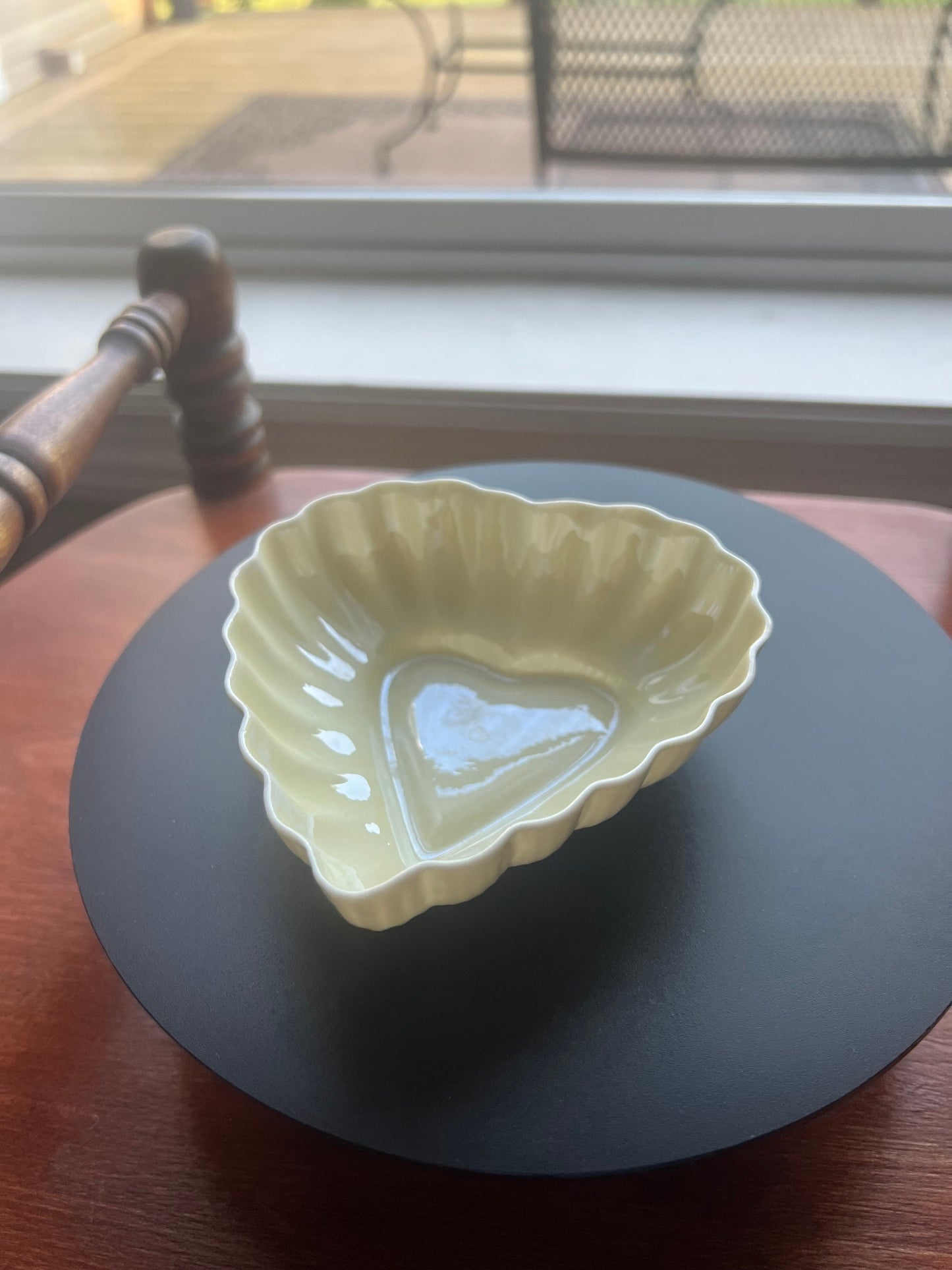 Vintage Belleek Ireland Heart Dish: Scalloped Porcelain Bowl