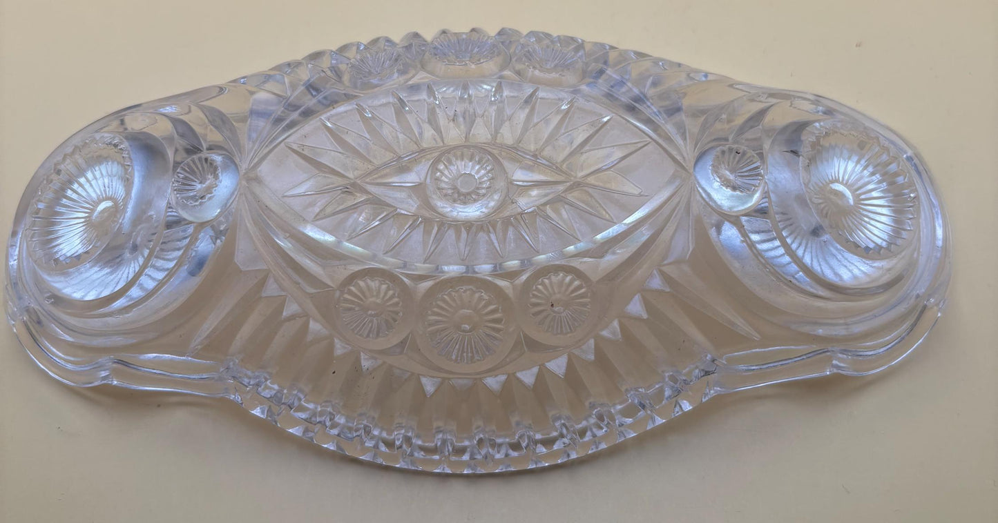 Antique American Brilliant Crystal Cut Wide Nut or Candy Dish Serving Tray Lover Antiques and Vintage