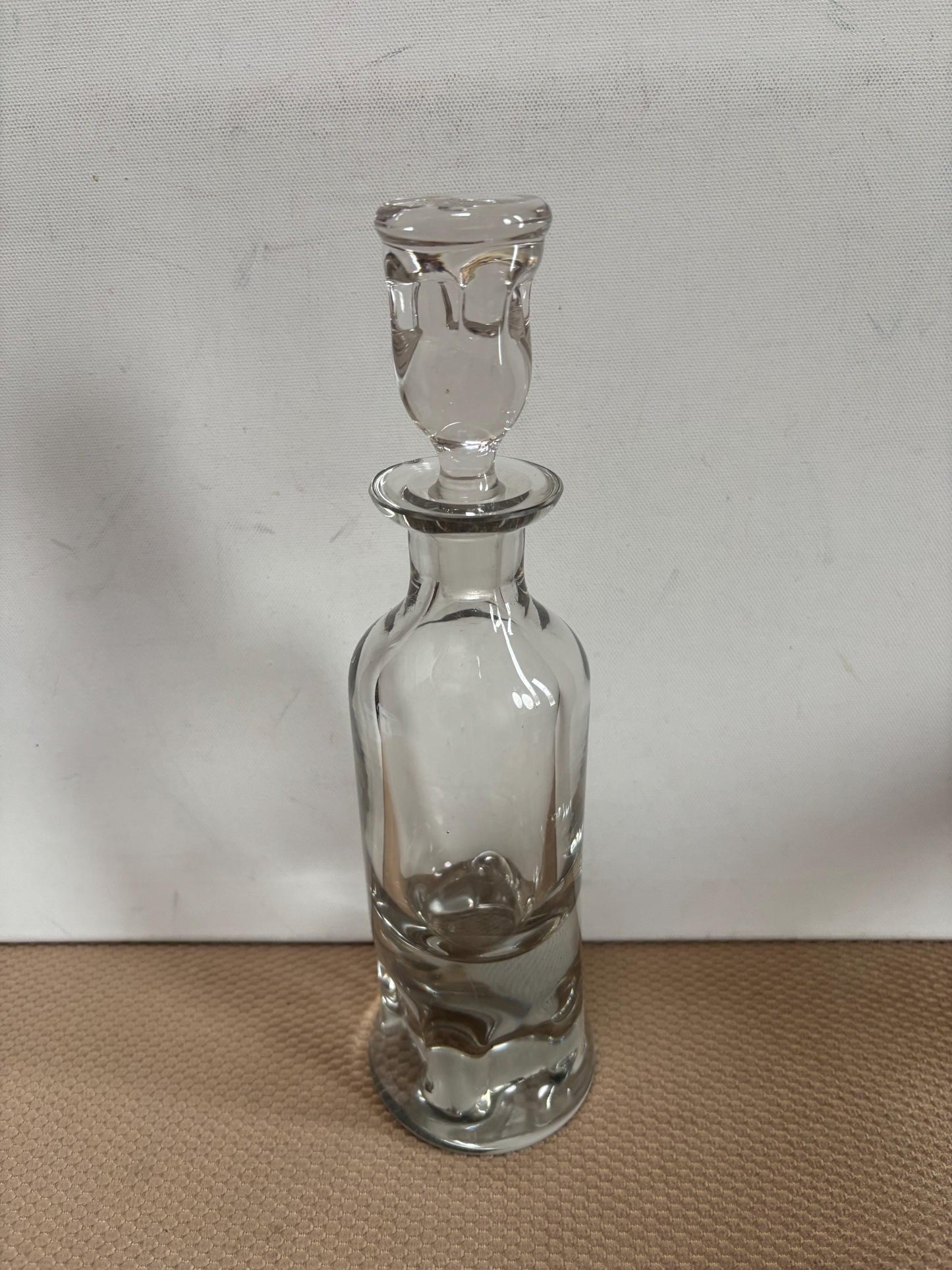 Vintage Crystal Glass Decanter with Stopper: Tall Wine Bottle