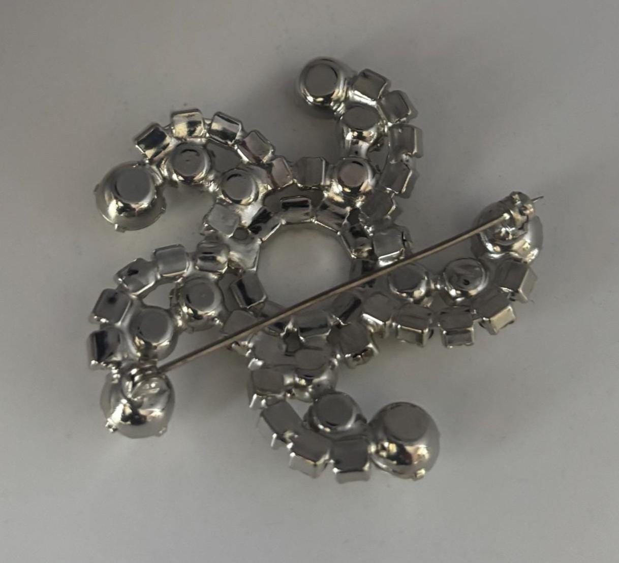 Vintage Rhinestone Swirl Brooch, Crystal Elegant Pin Jewelry
