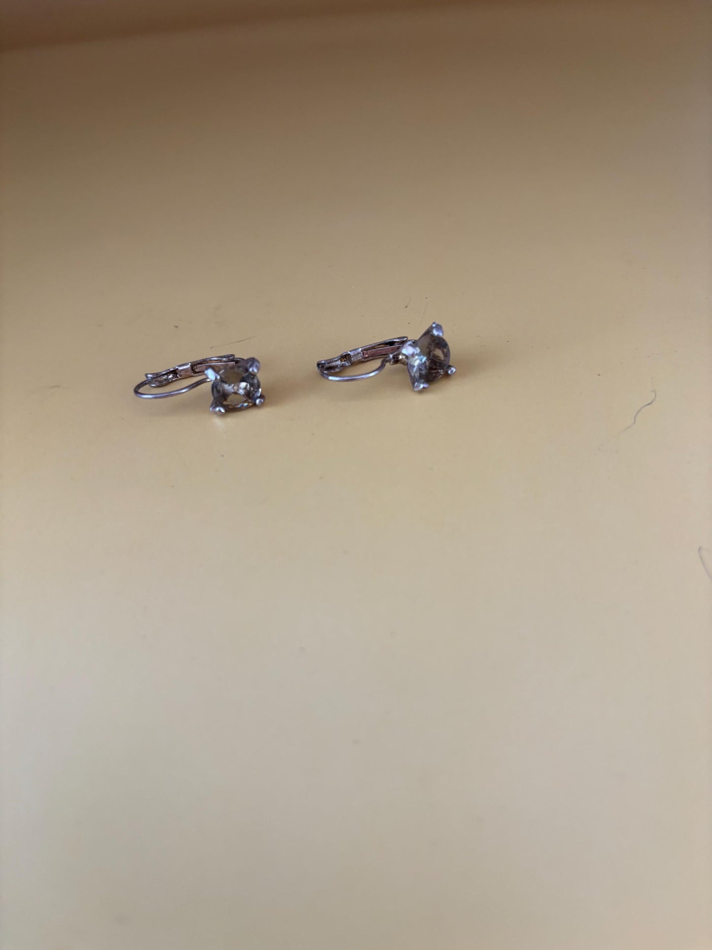 Vintage Sterling Silver Round Cubic Zirconia Earrings Classic Clear CZ Stud Earrings