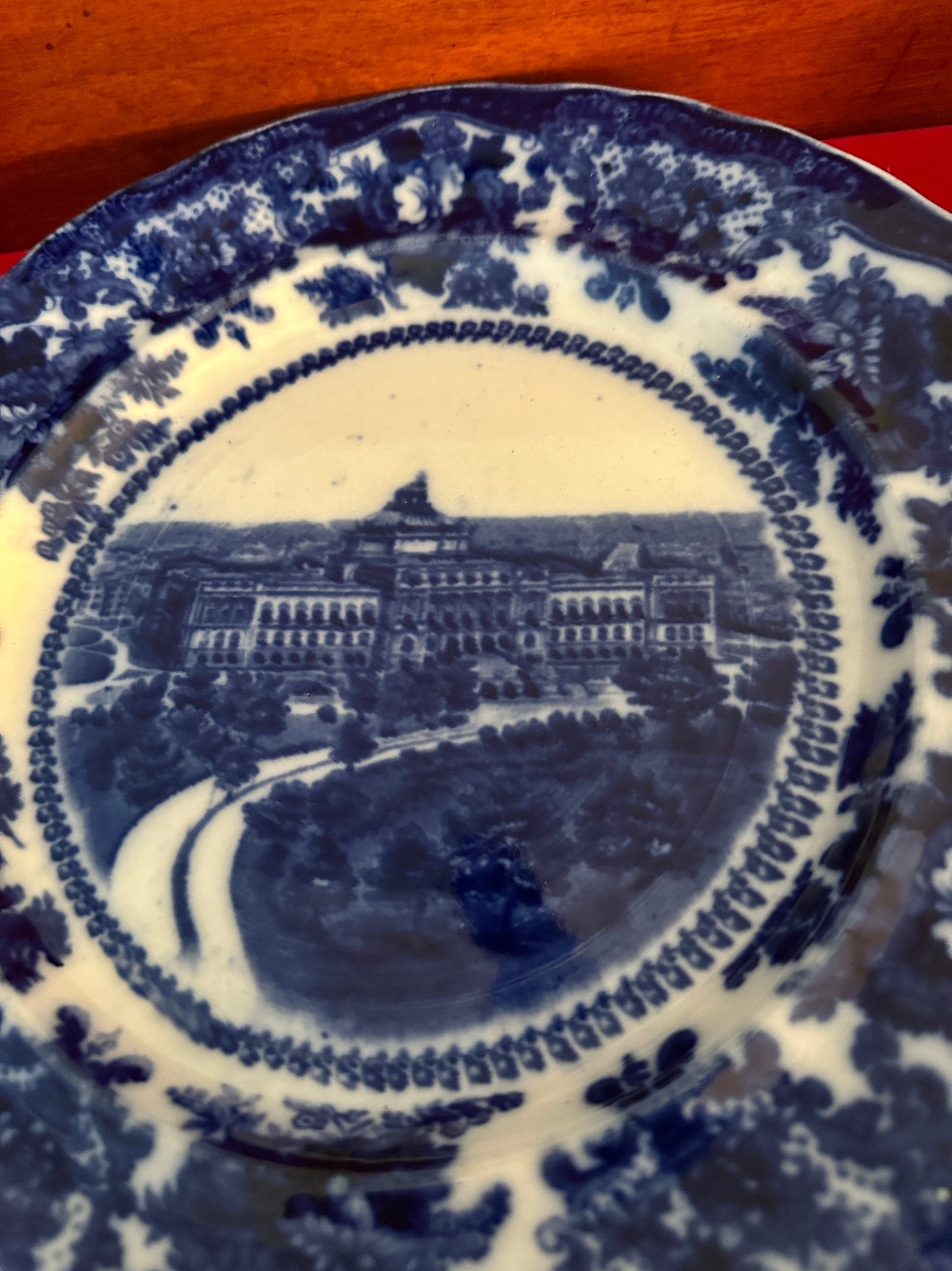 Vintage Flow Blue Plate: WM Adams Congressional Library, England