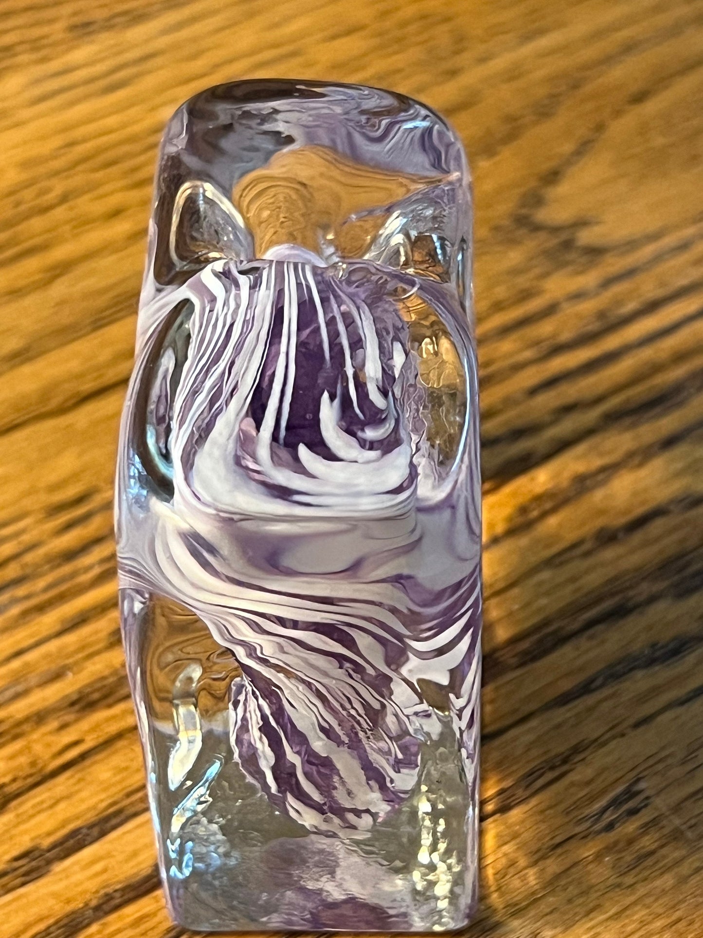 Vintage Purple & White Swirl Glass Pen Holder, Made in USA, Lover Antiques and Vintage