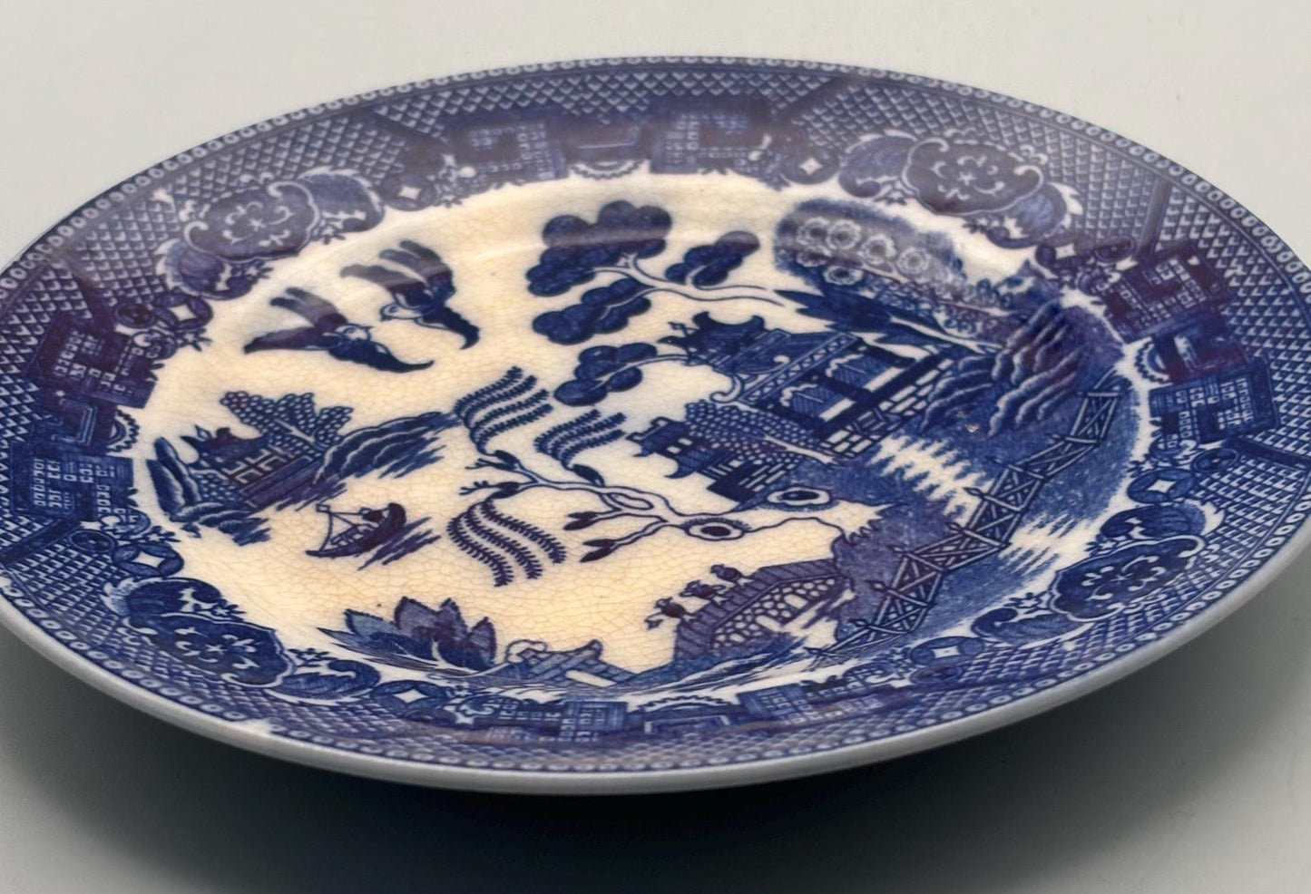 Antique Blue Willow Plate, Bone China, Signed Made in Occupied Japan, Lover Antiques and Vintage
