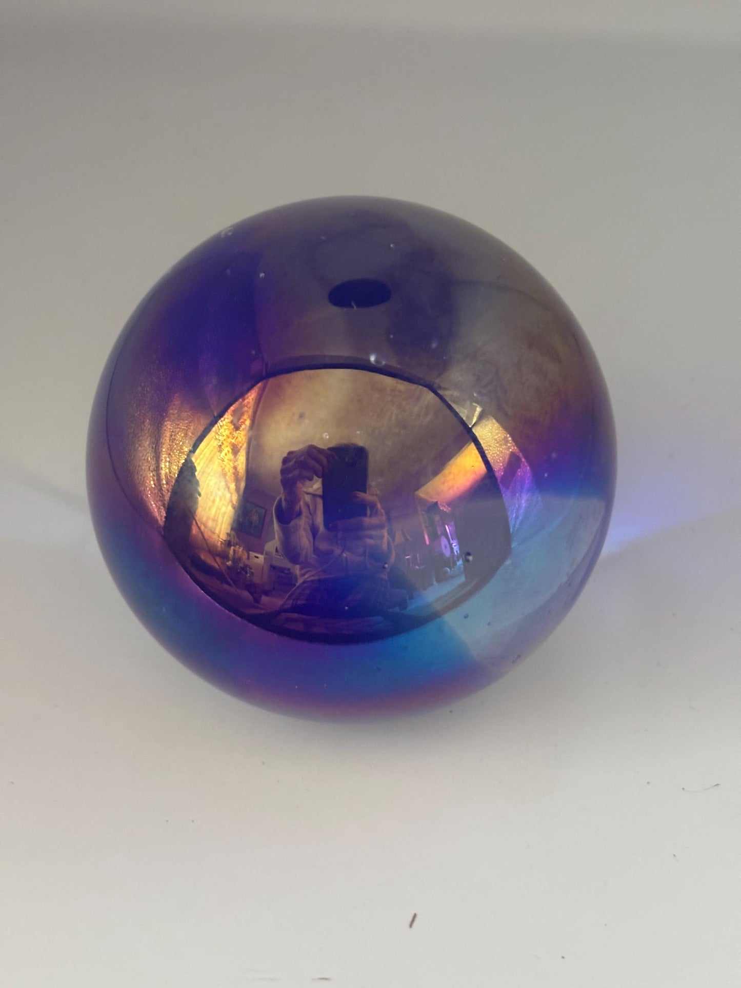 Vintage Gary Levi Metallic Blue Purple Glass Paperweight Mid Century Art Object