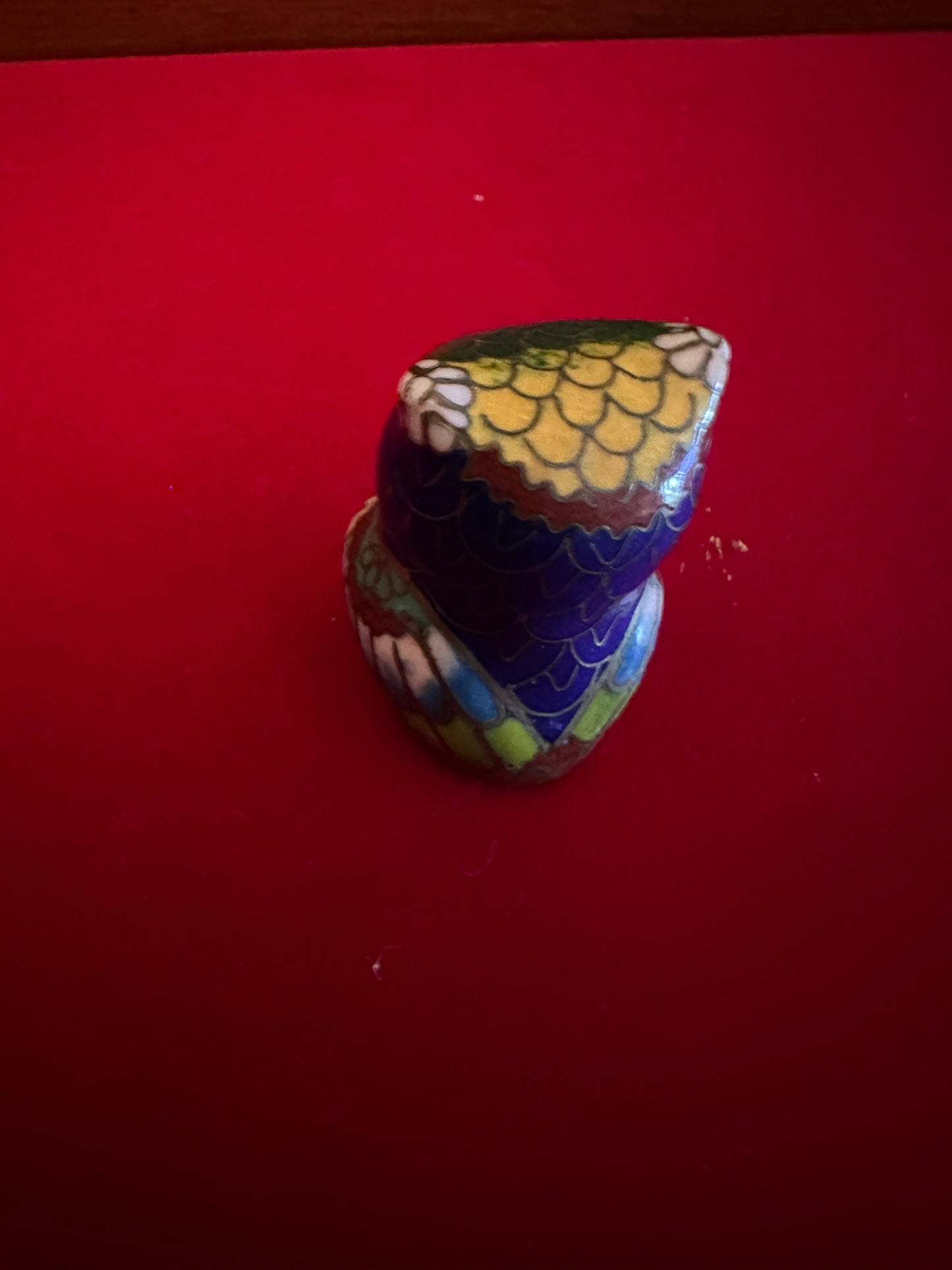 Vintage Cloisonné Enamel Owl Figurine: Small Enameled Statue