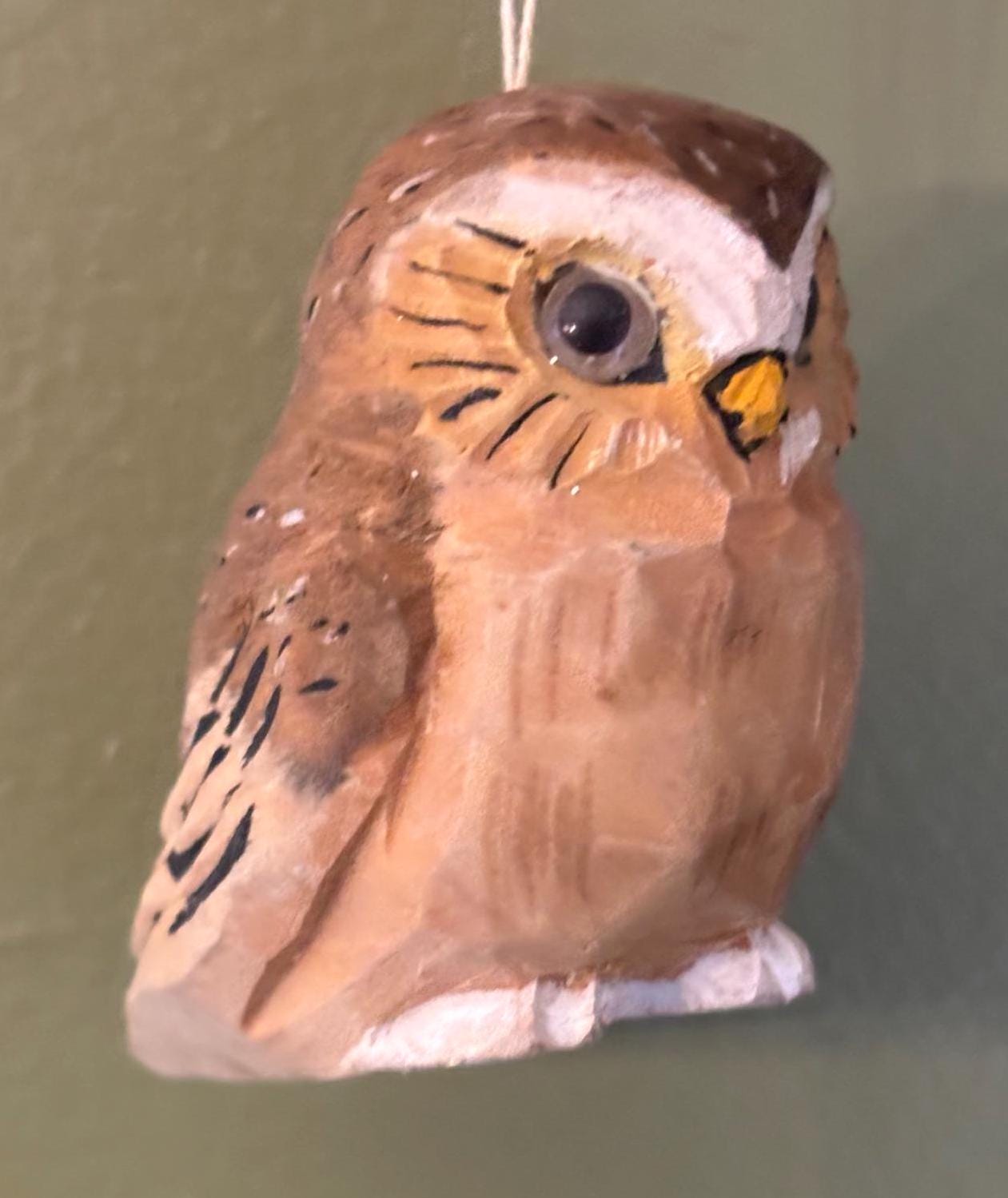 Vintage Hand Carved and Hand Painted Owl Figurine Ornament Lover Antiques and Vintage