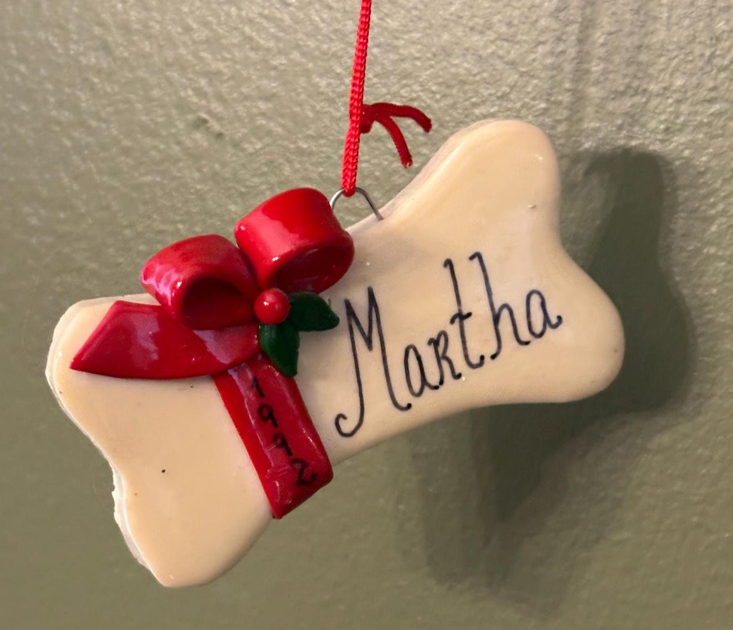 Vintage Martha Dog Bone Ornament Dated 1992 Gift For Her Lover Antiques and Vintage