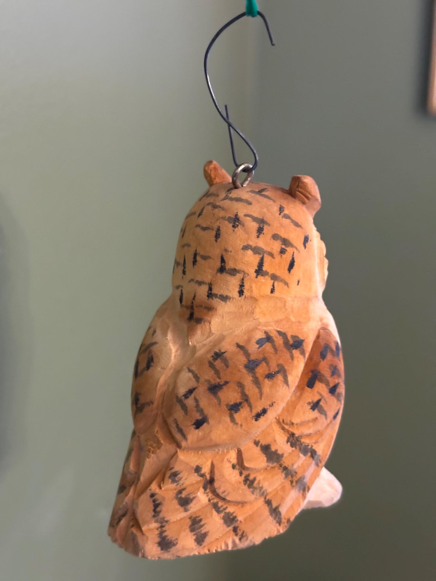 Vintage Hand Carved and Hand Painted Owl Figurine Ornament Lover Antiques and Vintage