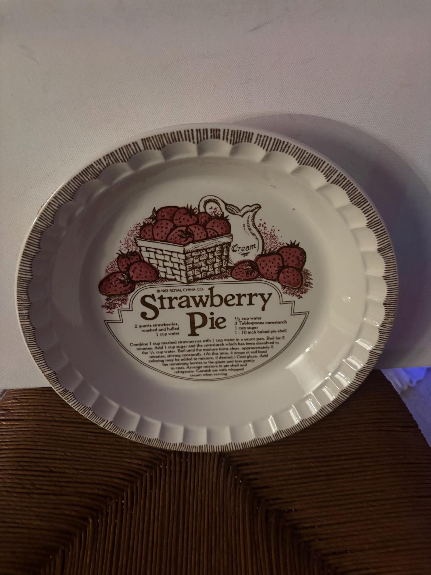 Vintage Jeannette Royal China Pie Plate Country Harvest Series Strawberries Basket Cream Pitcher Design Lover Antiques and Vintage