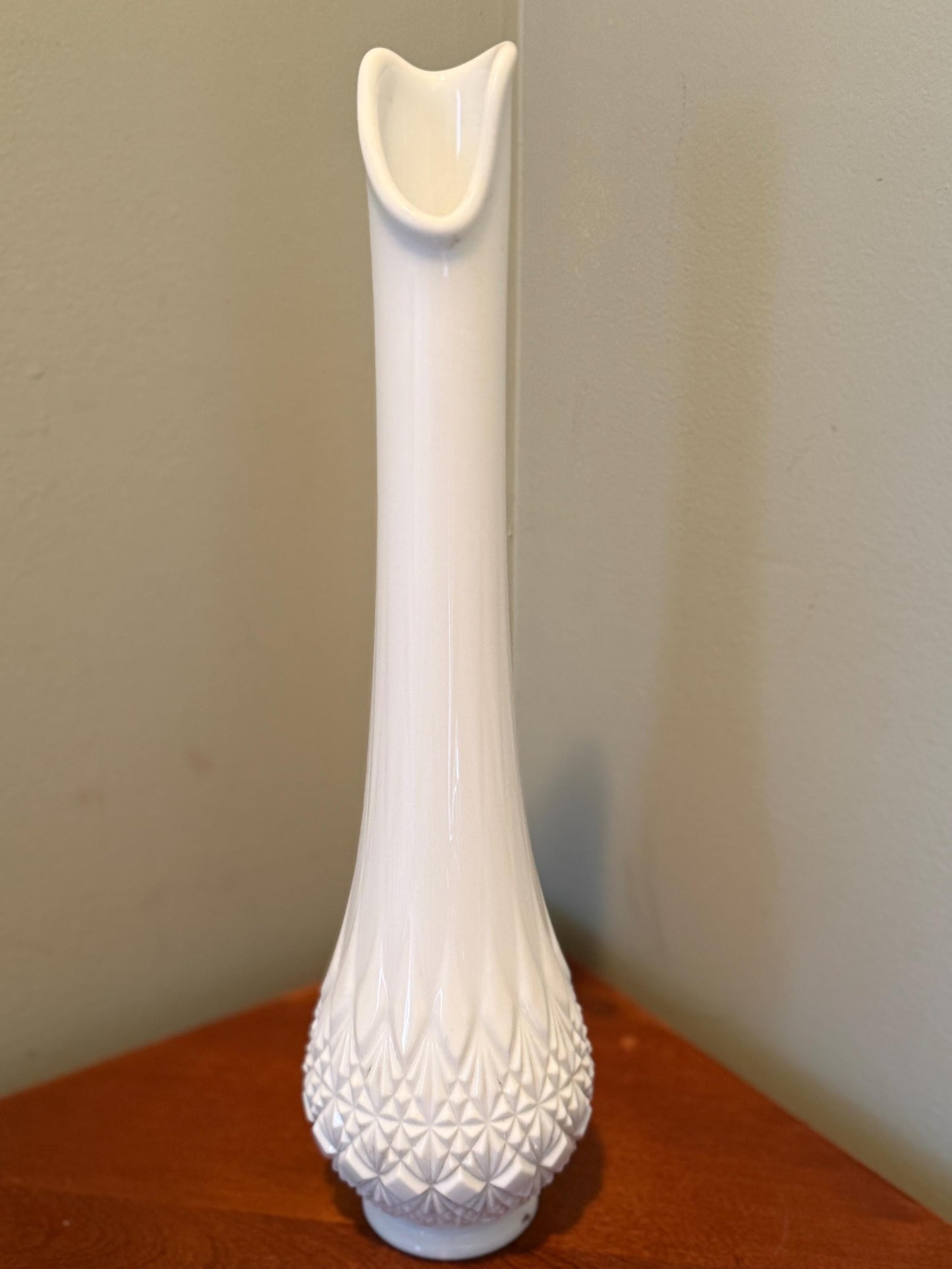 Vintage Fenton Milk Glass White Swung from Olde Virginia Glass OVG Vase Lover Antiques and Vintage