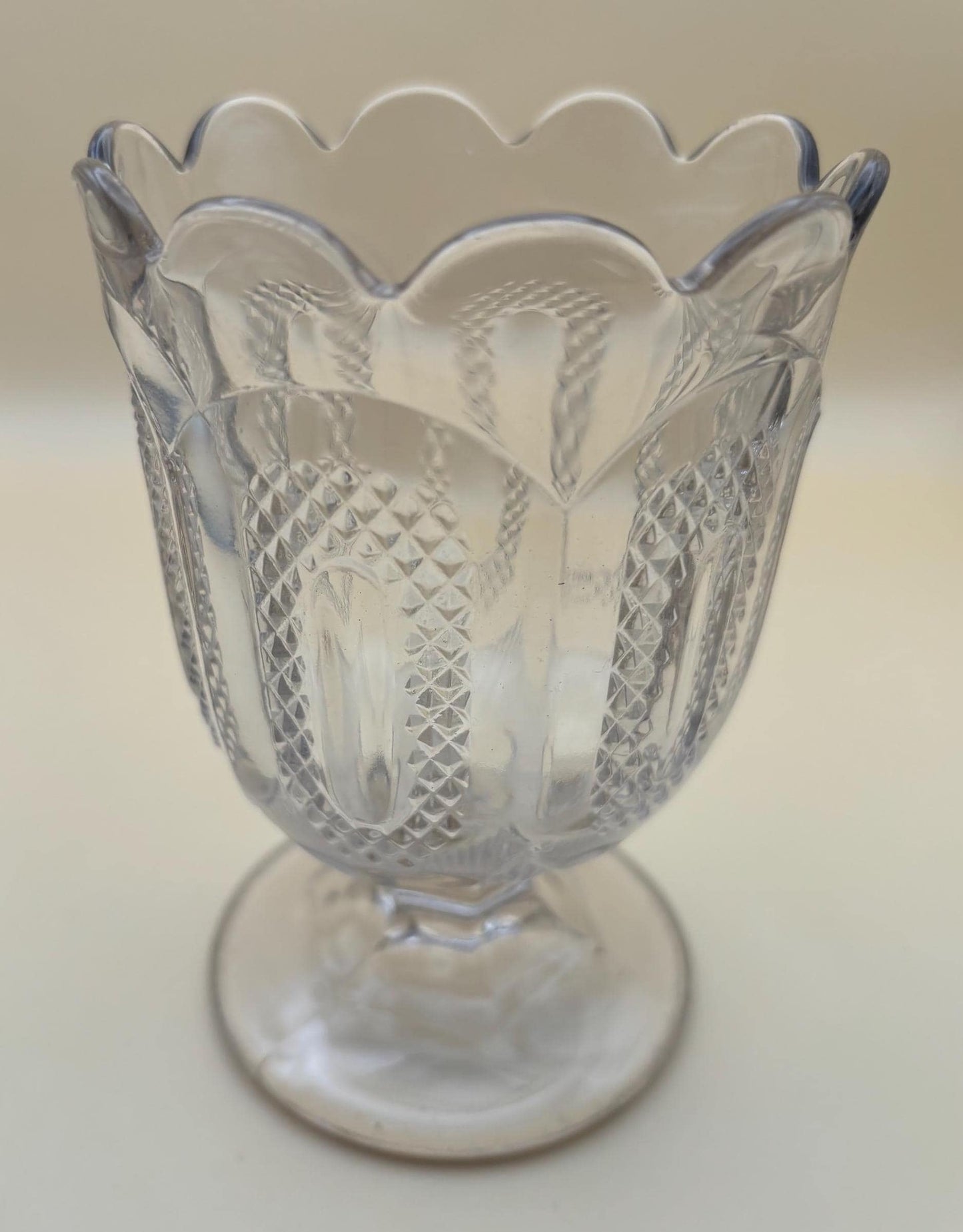 Antique Glass Footed Compote Glass Bowl EAPG Glass Footed Bowl Buckle Pattern Design Lover Antiques and Vintage