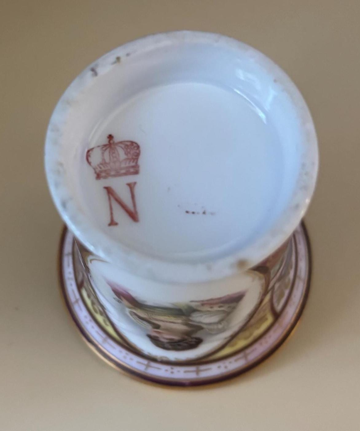 Antique French Napoleon Portrait Porcelain Cup, Demitasse Chocolate Fancy Mug, Ornate Gilded Handle