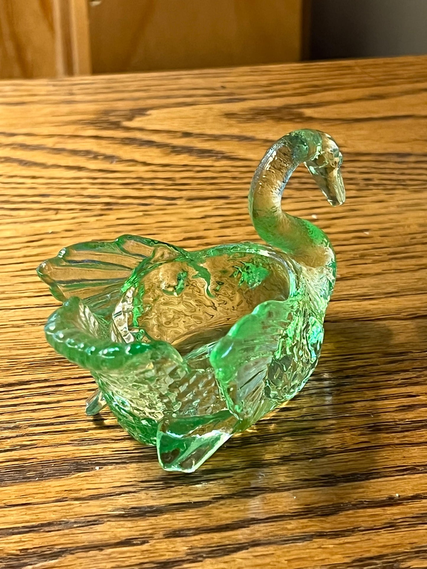 Vintage Uranium Glass Cambridge Glass Green Swan Glows Lover Antiques and Vintage