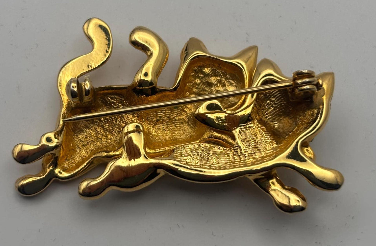 Vintage Cats with Bows Brooch, Gold & Silver Kittens Pin, Lover Antiques and Vintage