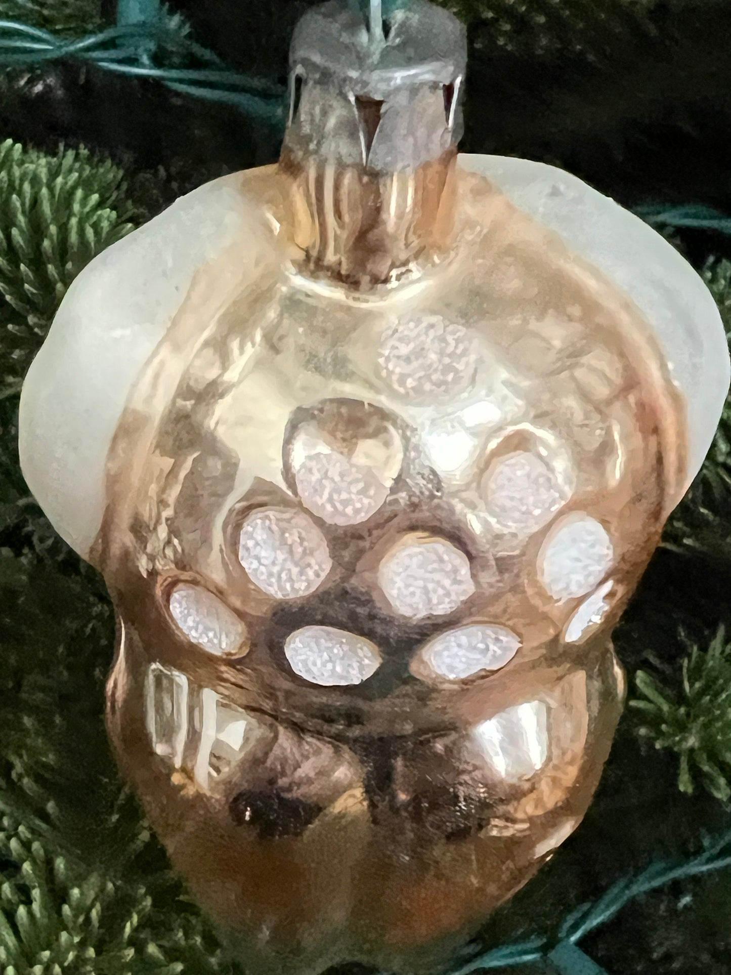 Vintage Hand Blown Glass Owl Ornament: Green Eyes, Made in Germany