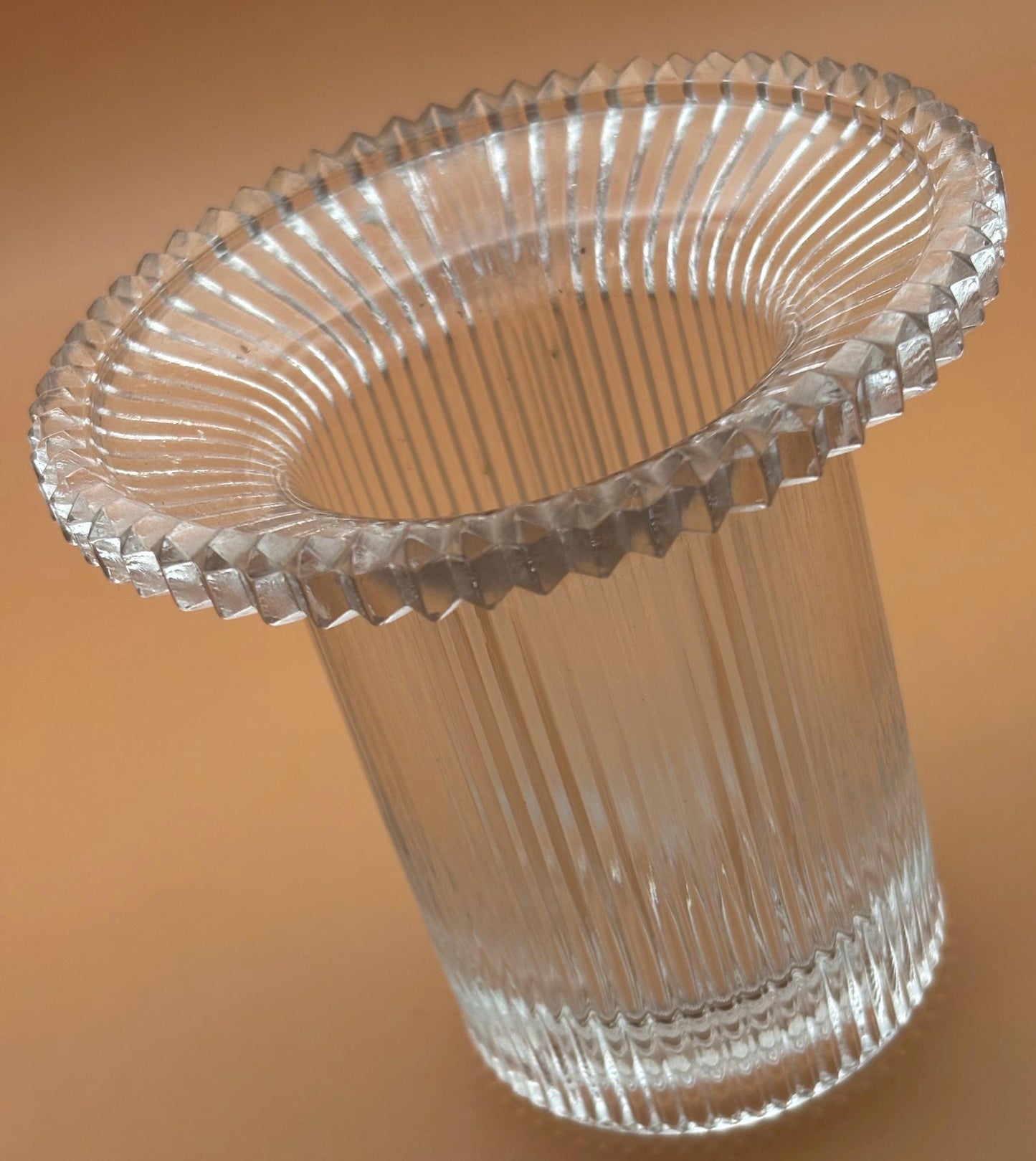 Vintage  Clear Glass Ribbed Candle Holder Vase Reversible Votive Pillar Candleholder Lover Antiques and Vintage