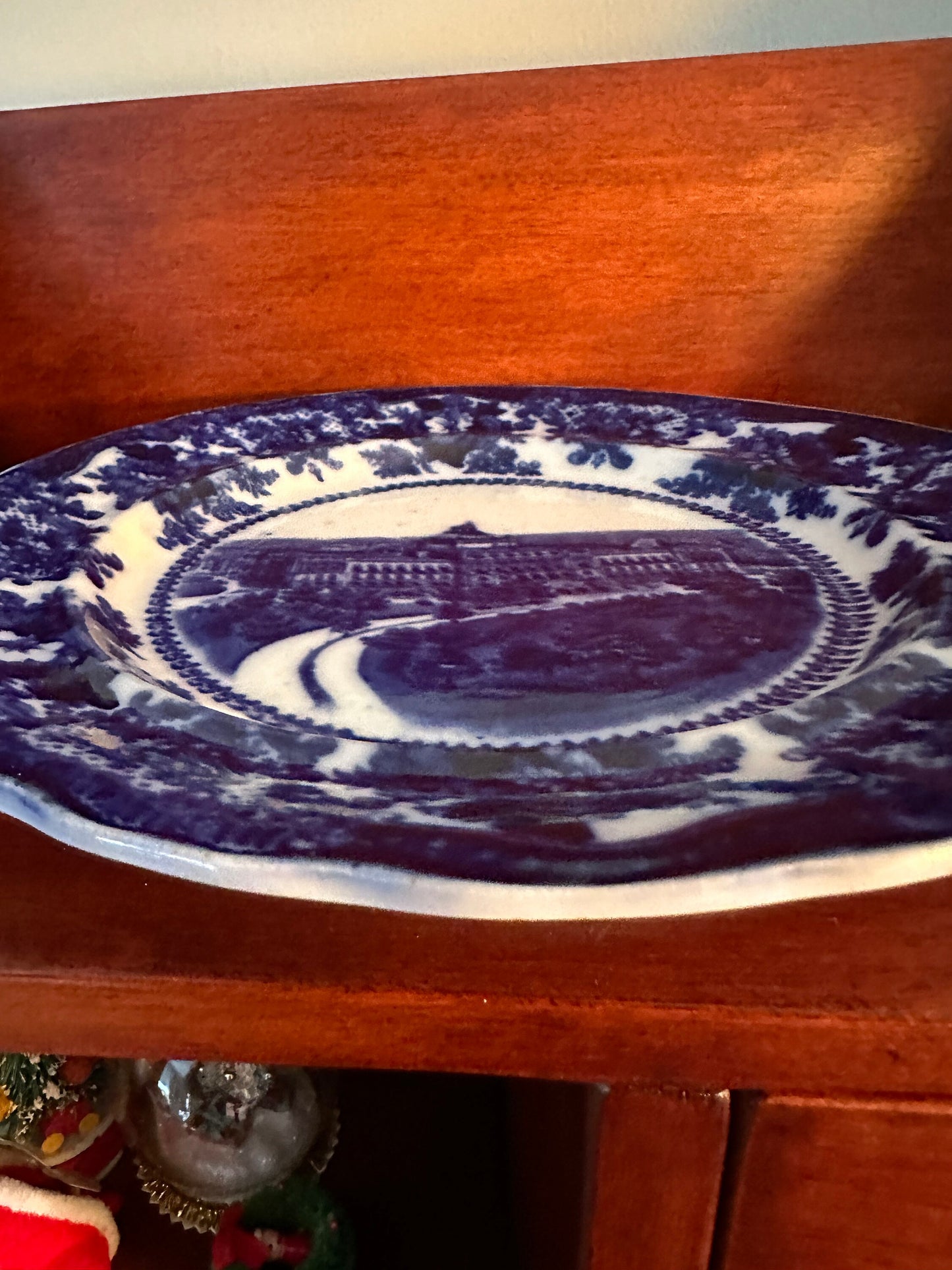 Vintage Flow Blue Plate: WM Adams Congressional Library, England