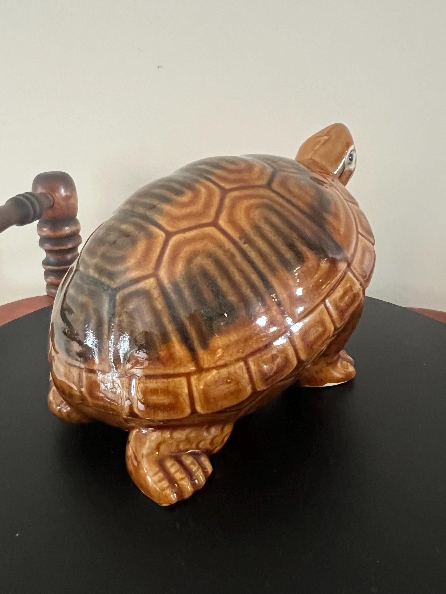 Vintage Brown Ceramic Turtle Figurine - Made in Japan