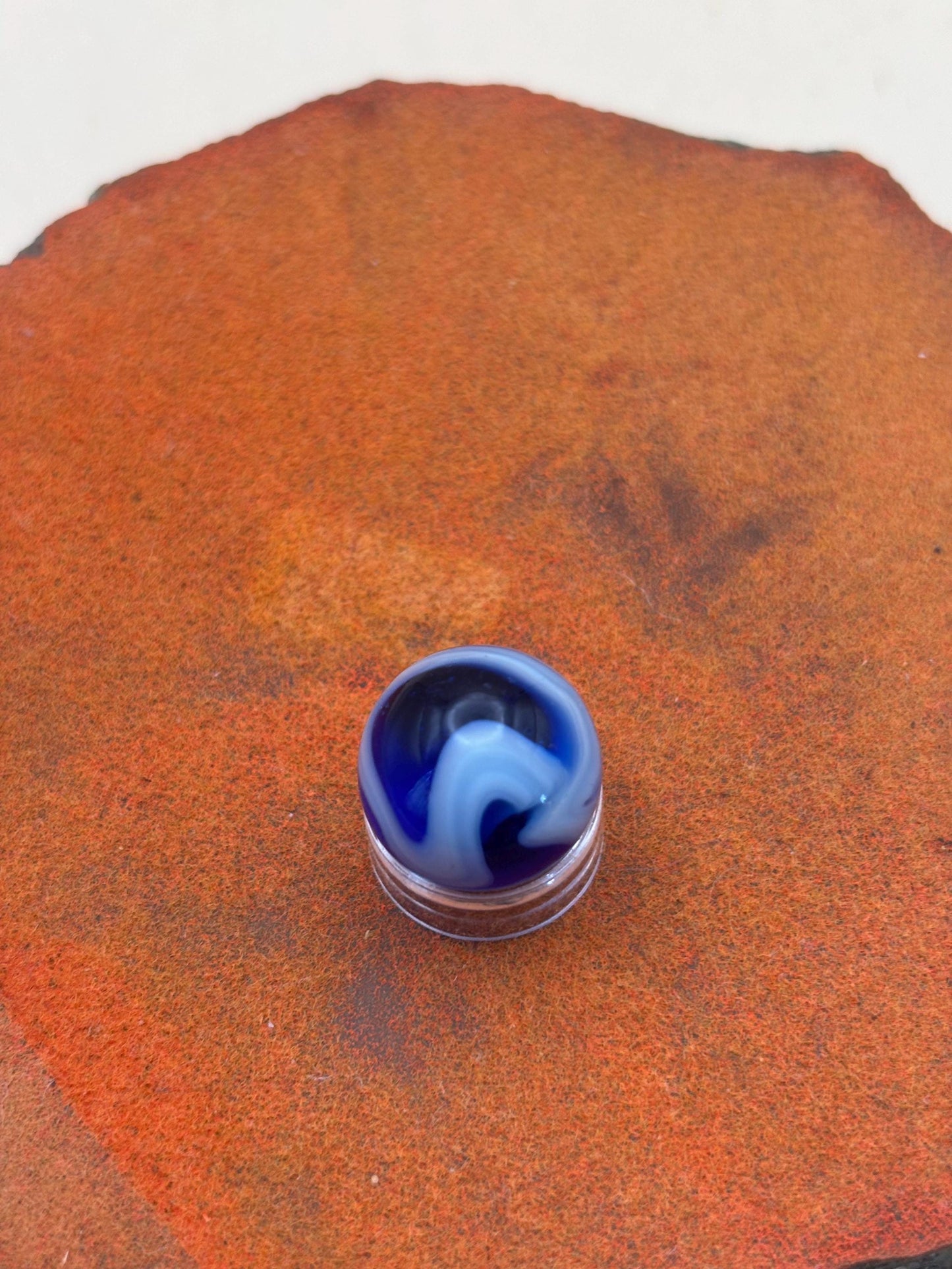Vintage Cobalt Blue & White West Virginia Swirl Glass Marble Lover Antiques and Vintage