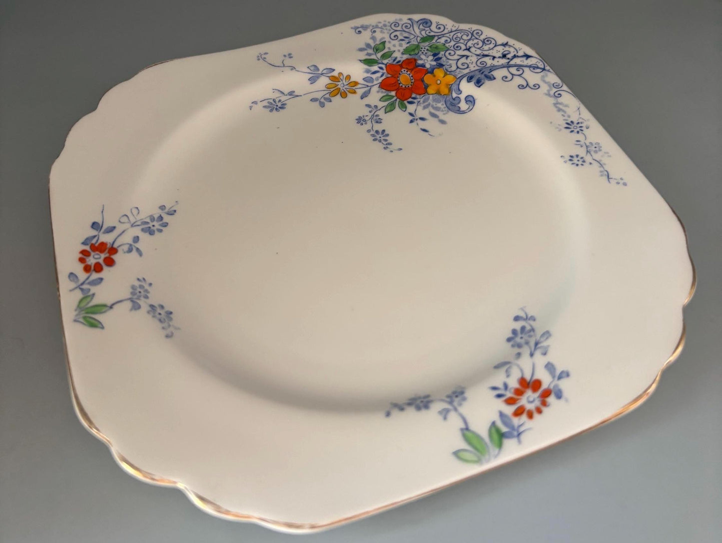Vintage Heathcote China Square Plate Made in England Lover Antiques and Vintage