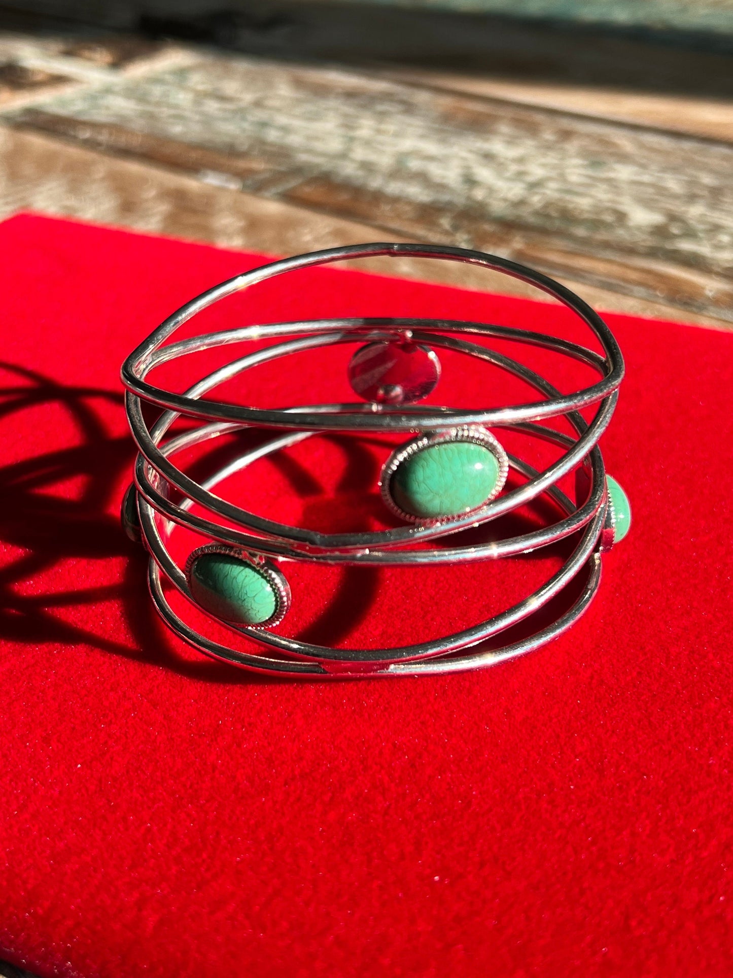Vintage Silver and Turquoise Style Cuff Bracelet, Arm Bracelet,