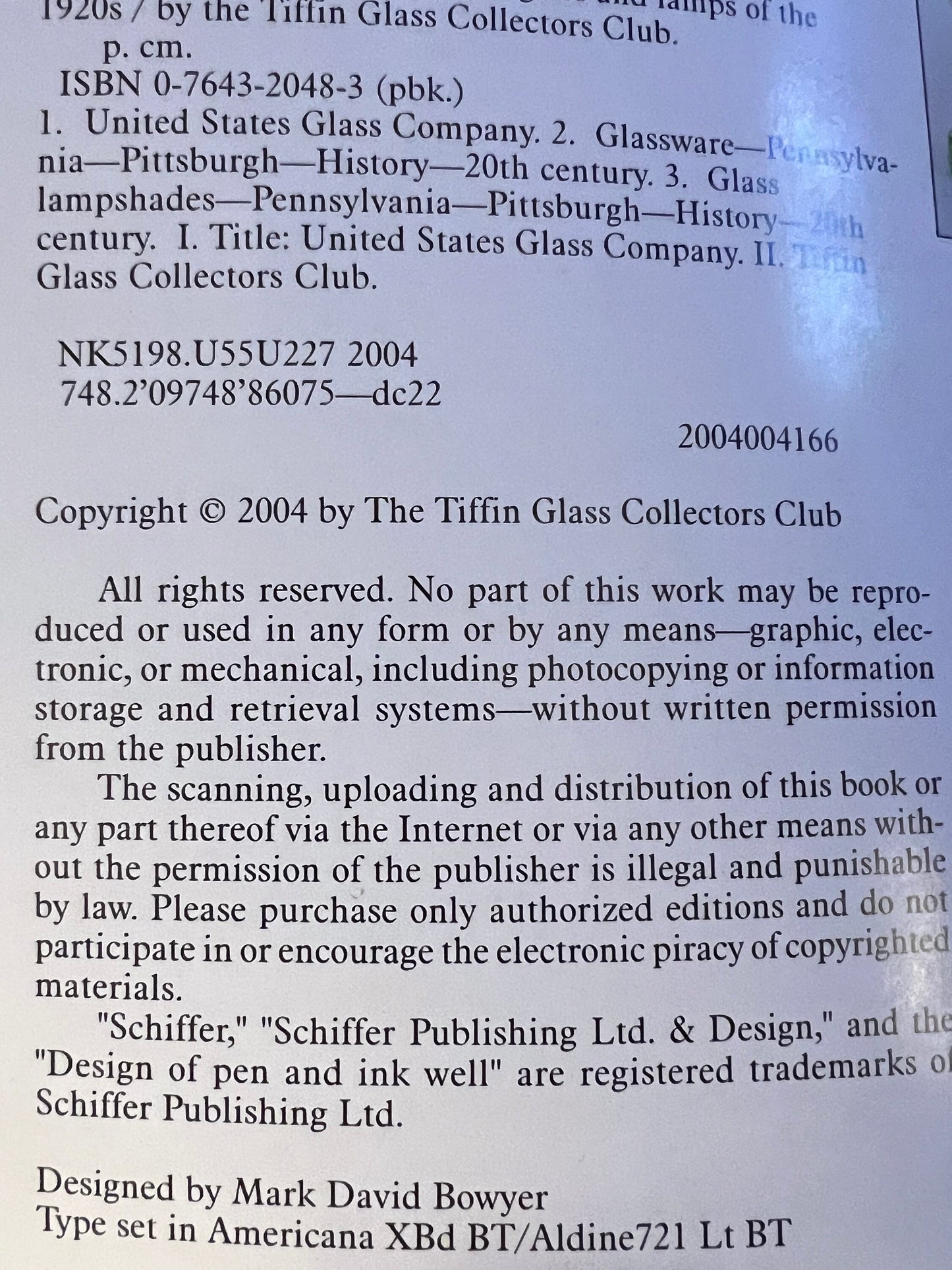 US Glass Company Book: 1920s Satin Glass & Lamps, Tiffin Collectors Club