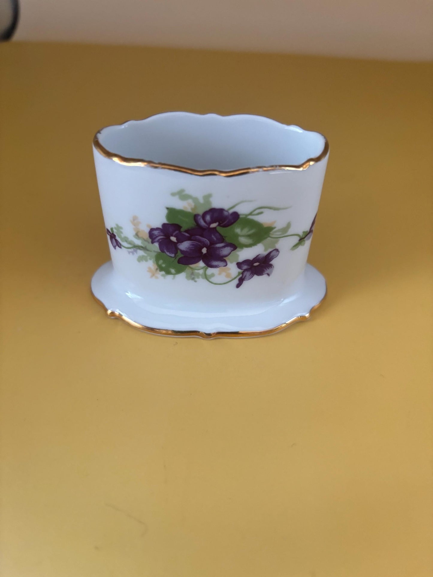 Antique Royal Bayreuth of Germany Porcelain Toothpick Holder Hand Painted Violets Pattern Fine Bavarian China Lover Antiques and Vintage
