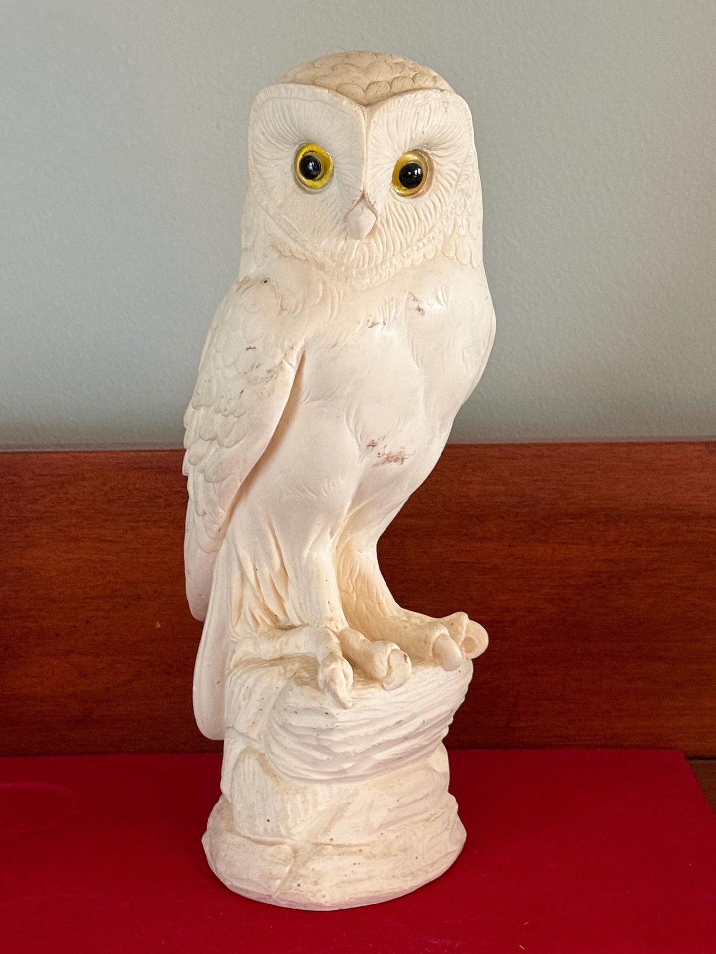 Vintage Great Horned Owl Carved by A. Giannelli Carved Alabaster Owl Statue Made in Italy Lover Antiques and Vintage