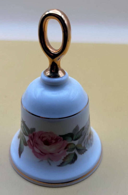 Vintage Royal Worcester Danbury Mint Floral Design & Gold Gilding Bell Lover Antiques and Vintage