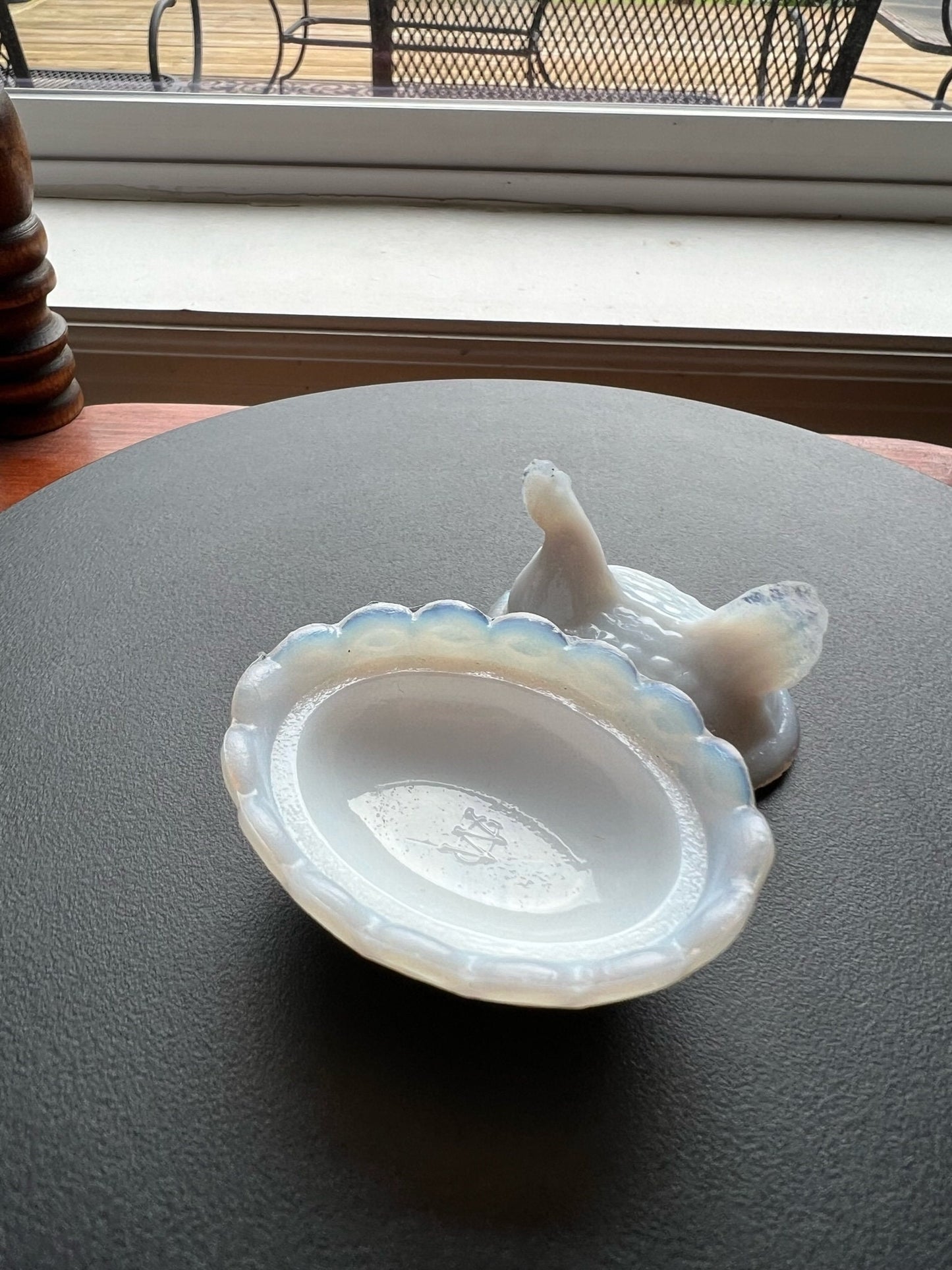 Vintage Westmoreland White Glass Rooster Covered Candy Dish