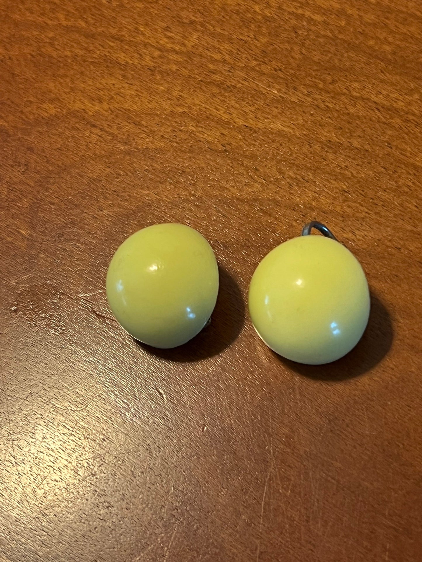 Vintage Button Yellow Clip on Mid Century Modern Earrings Classy Earrings