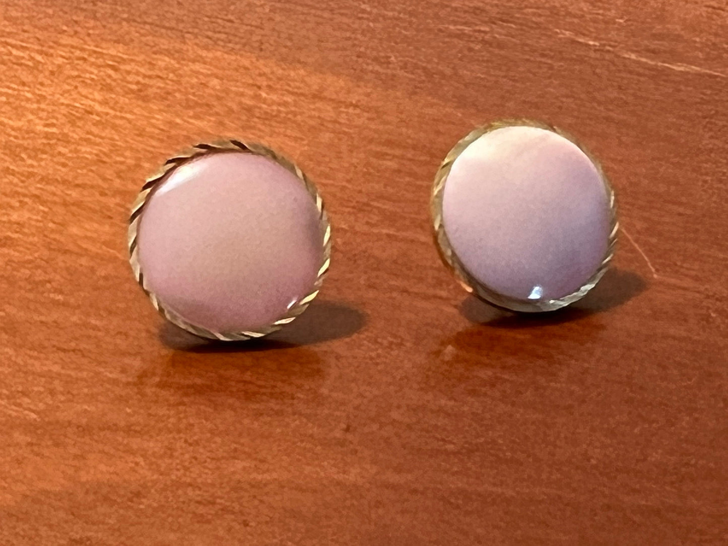 Vintage Pink Opalescent Pierced Earrings with Twisted Rope Detail