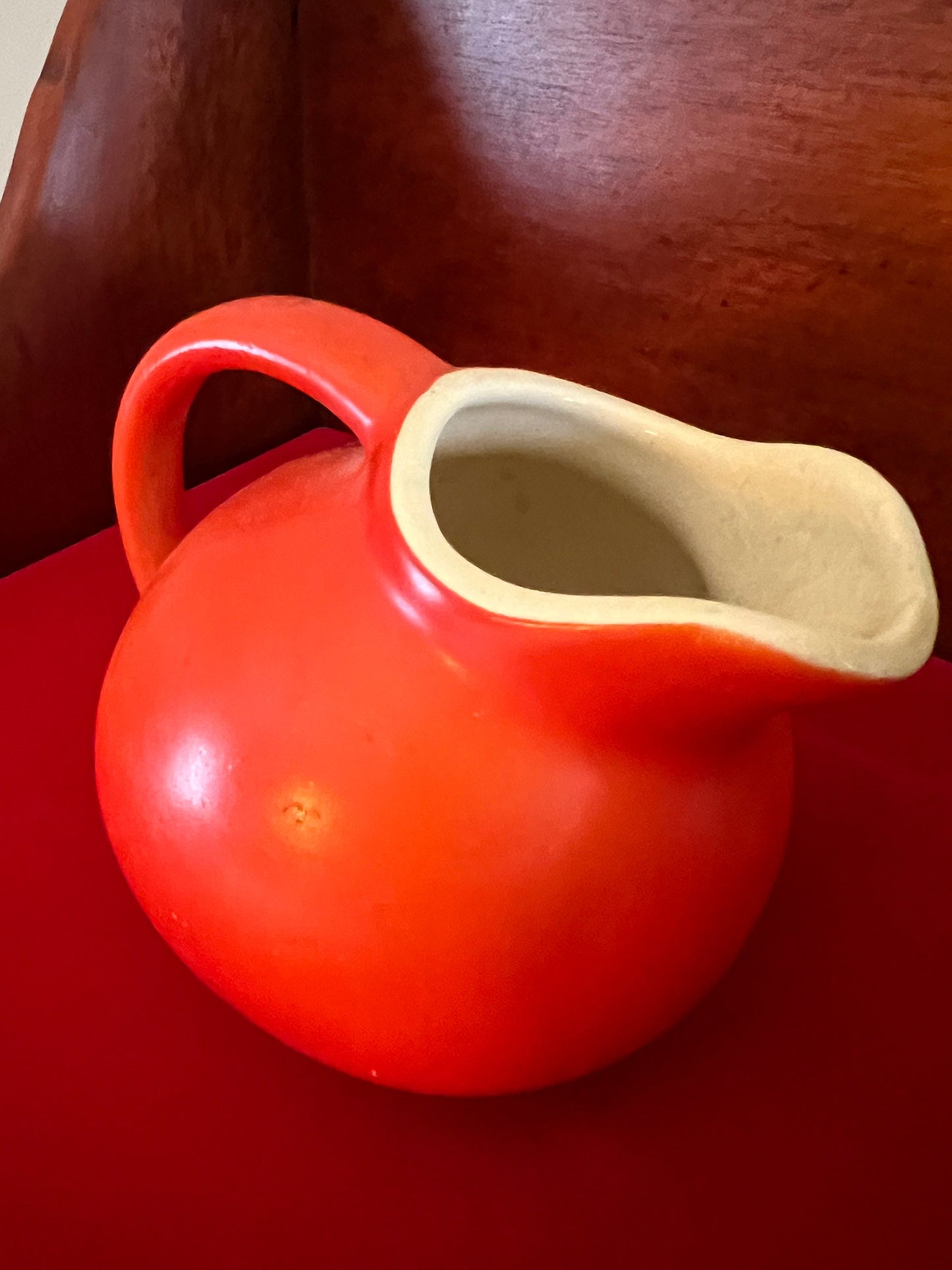 Vintage Cameron Clay Miniature Orange Pitcher - 5"