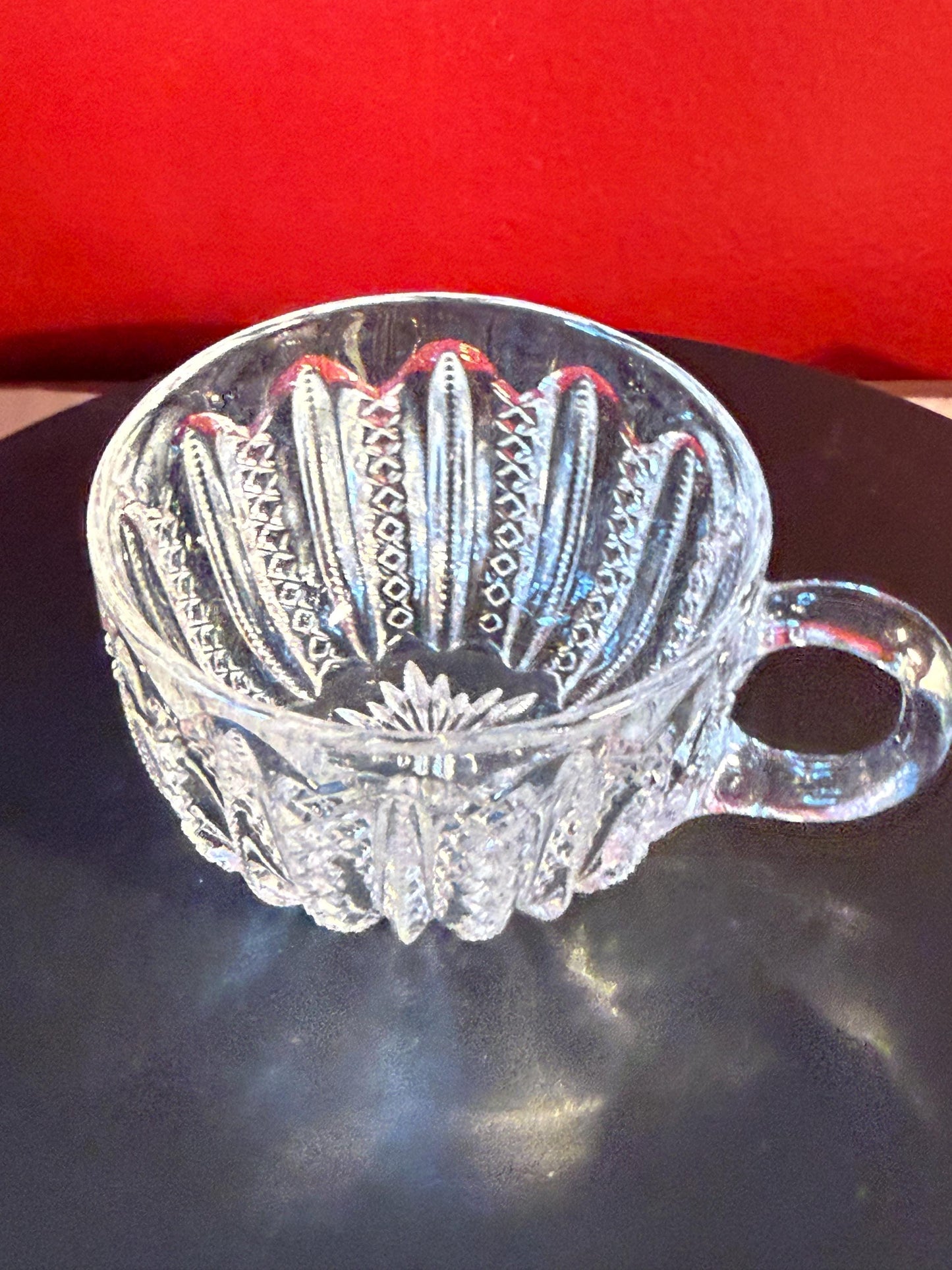 Antique Duncan & Miller Mardi Gras Clear Pressed Glass Punch Bowl Cup Circa 1894-1920 Vintage Collectible