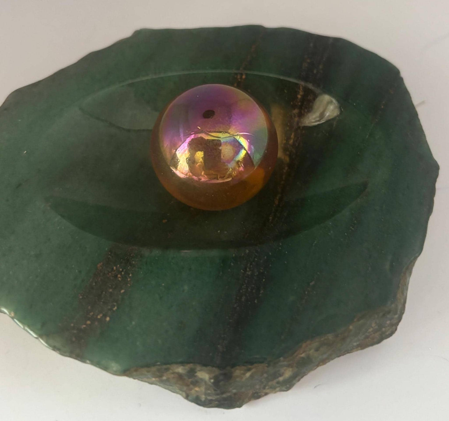 Rainbow Aura Ocean Jasper Paperweight Sphere Crystal Healing Stone Unique Desk Decor