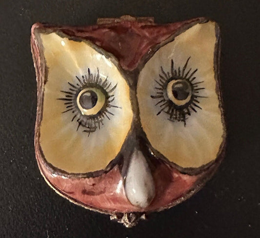 Vintage Limoges Owl Head Trinket Box: Chamart Decor Main Porcelain