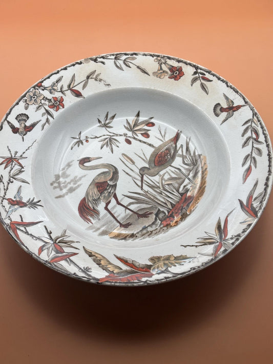 Antique Ridgeway Pottery INDUS Hand Painted Platter Flowers Soup Salad RARE Lover Antiques and Vintage