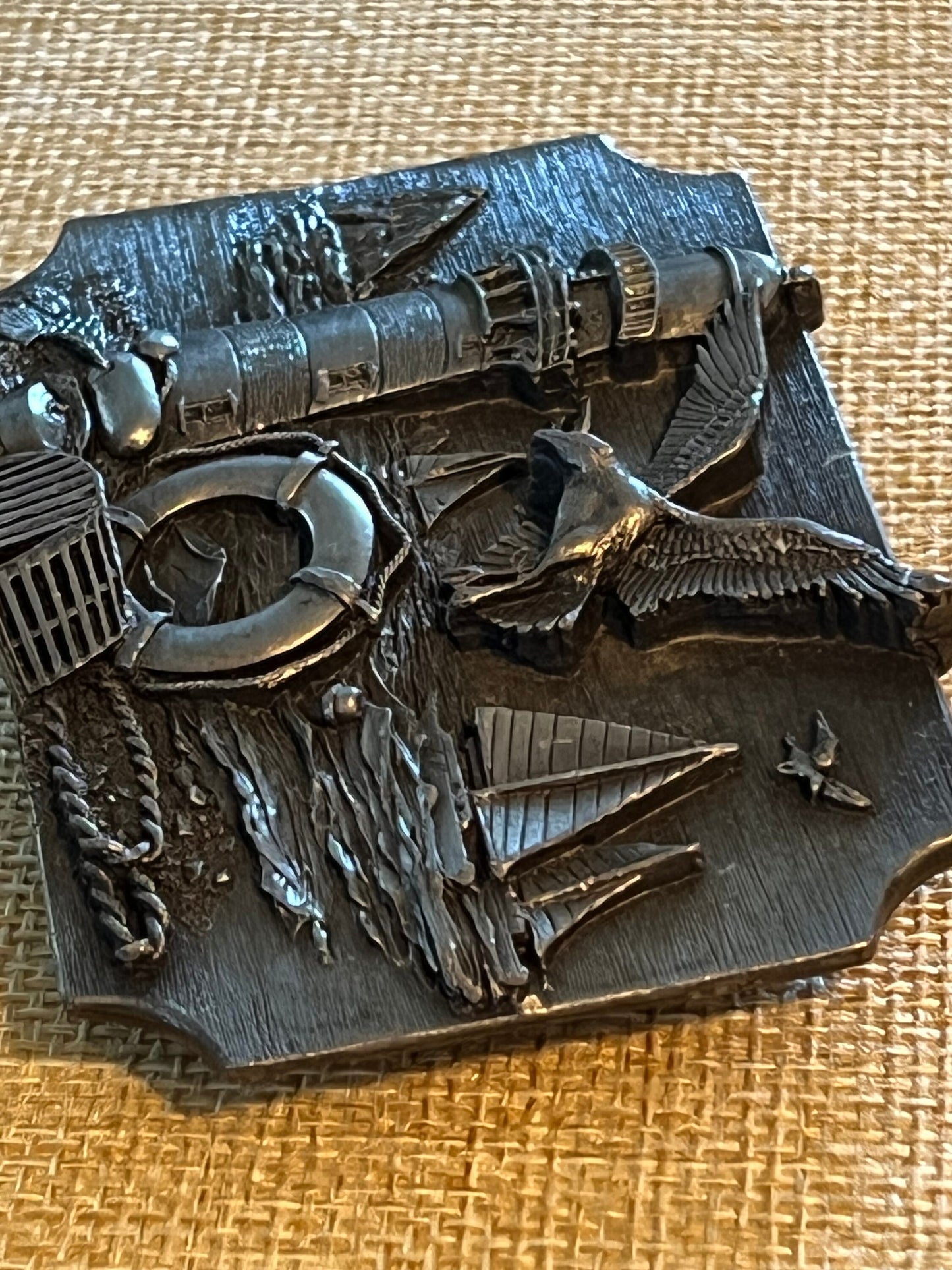 Vintage Siskiyou Lighthouse Beach Scene Belt Buckle - 1989
