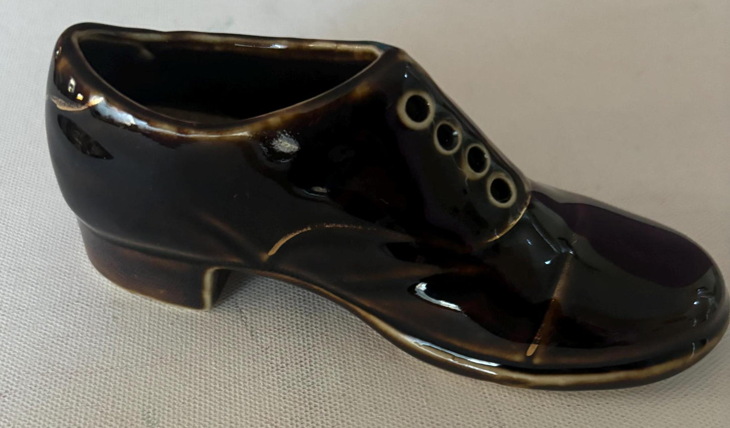Antique German Oxford Shoe Ceramic Brown Saddle Shoe Lover Antiques and Vintage