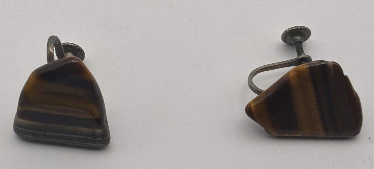 Vintage Tiger Eye Earrings, Unique Gift for Her, Handmade Tiger Eye Jewelry, Elegant Statement Earrings, Gift Idea for Lover