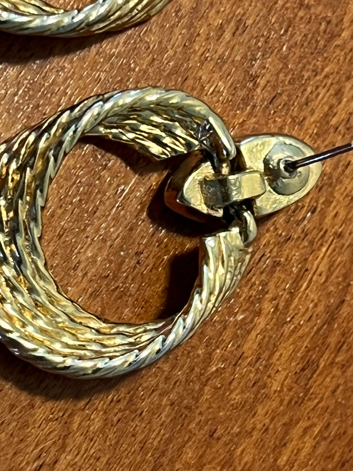 Vintage Classy Twisted Goldtone Roped Loops PIERCED Earrings jewelry