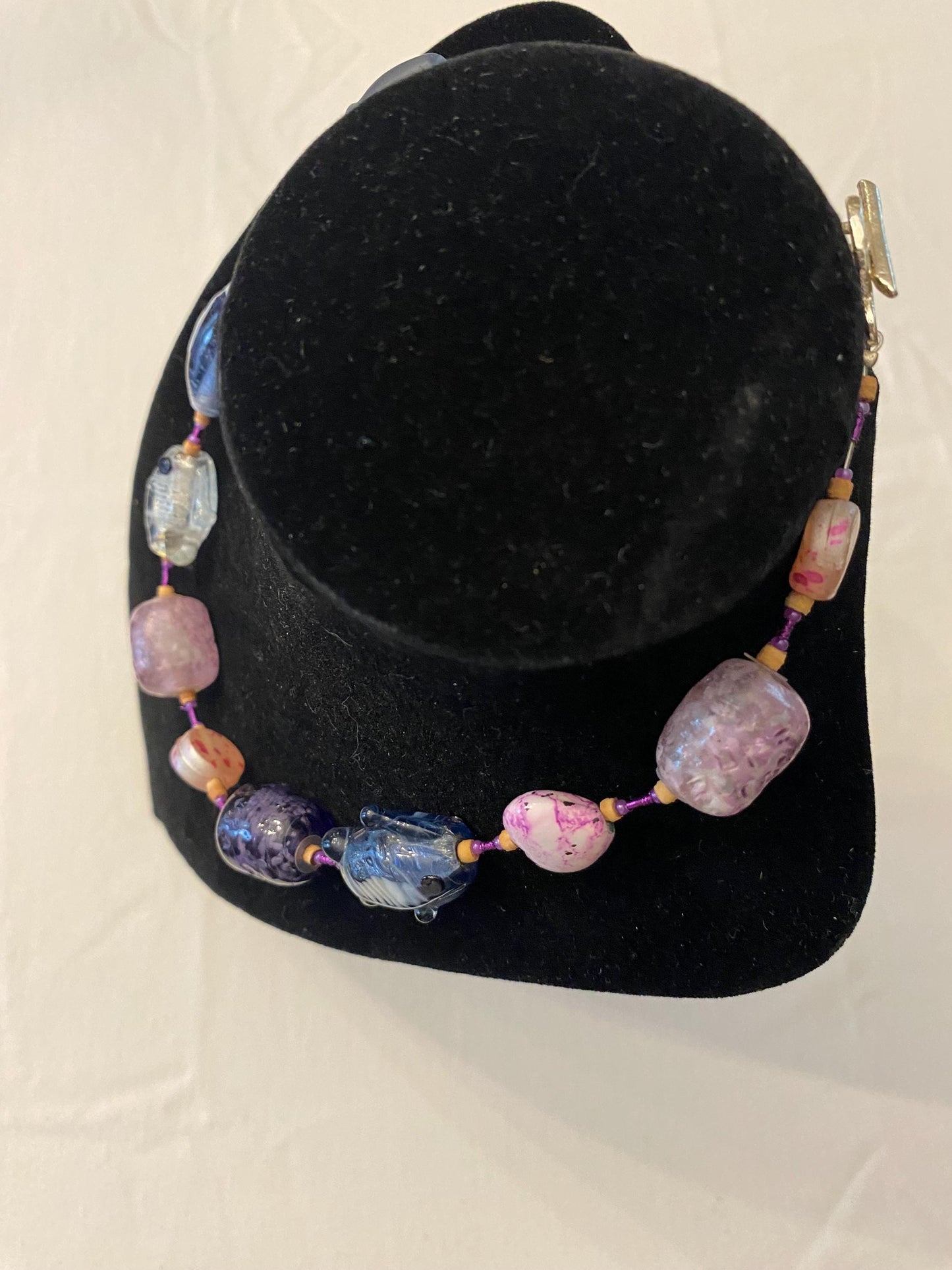 Vintage Raw Glass Fish Choker: Sea Inspired Beaded Necklace