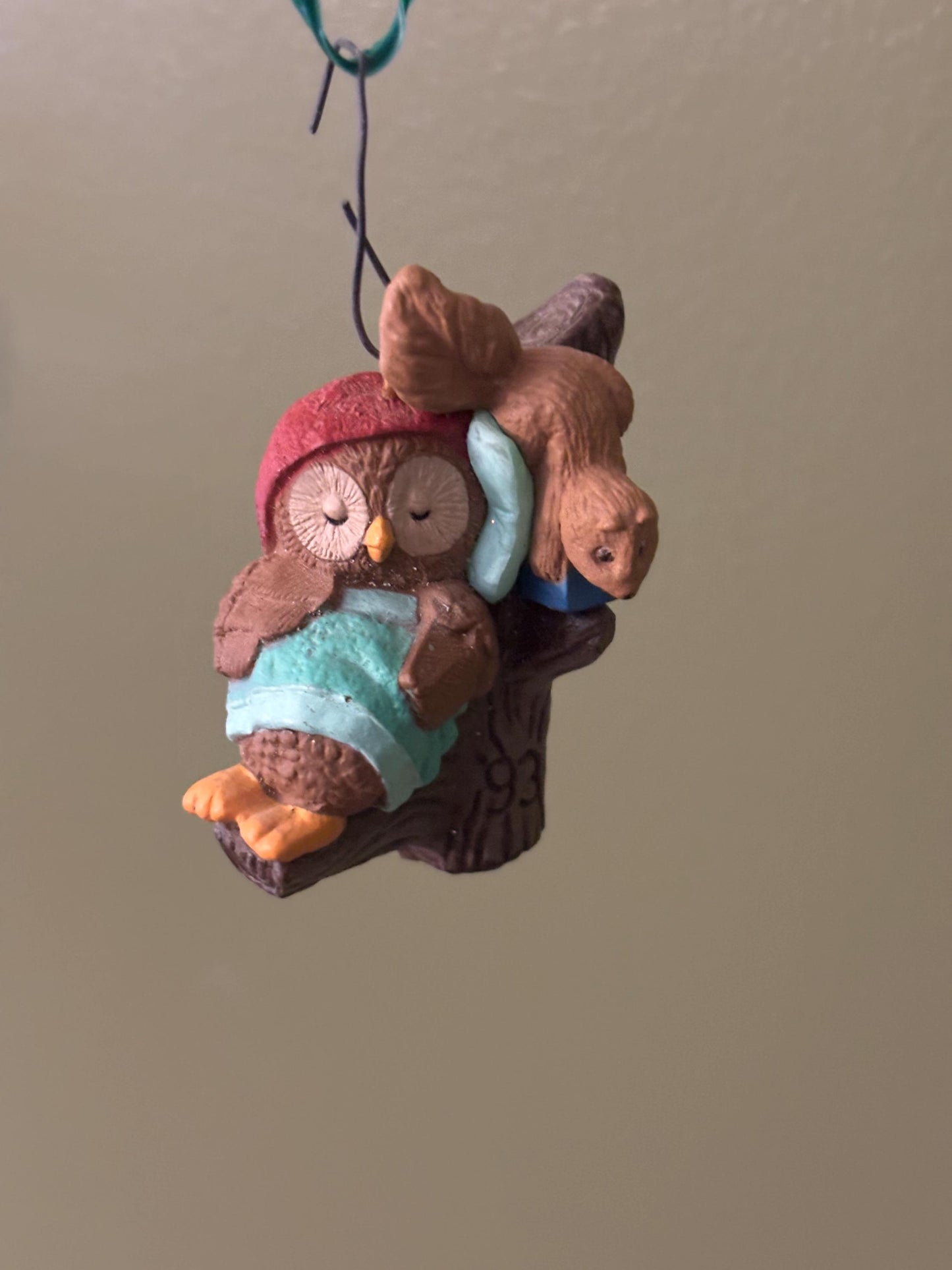 1993 Hallmark Christmas Tree Owliver with Squirrel Ornament, Holiday Decor, Gift for Her