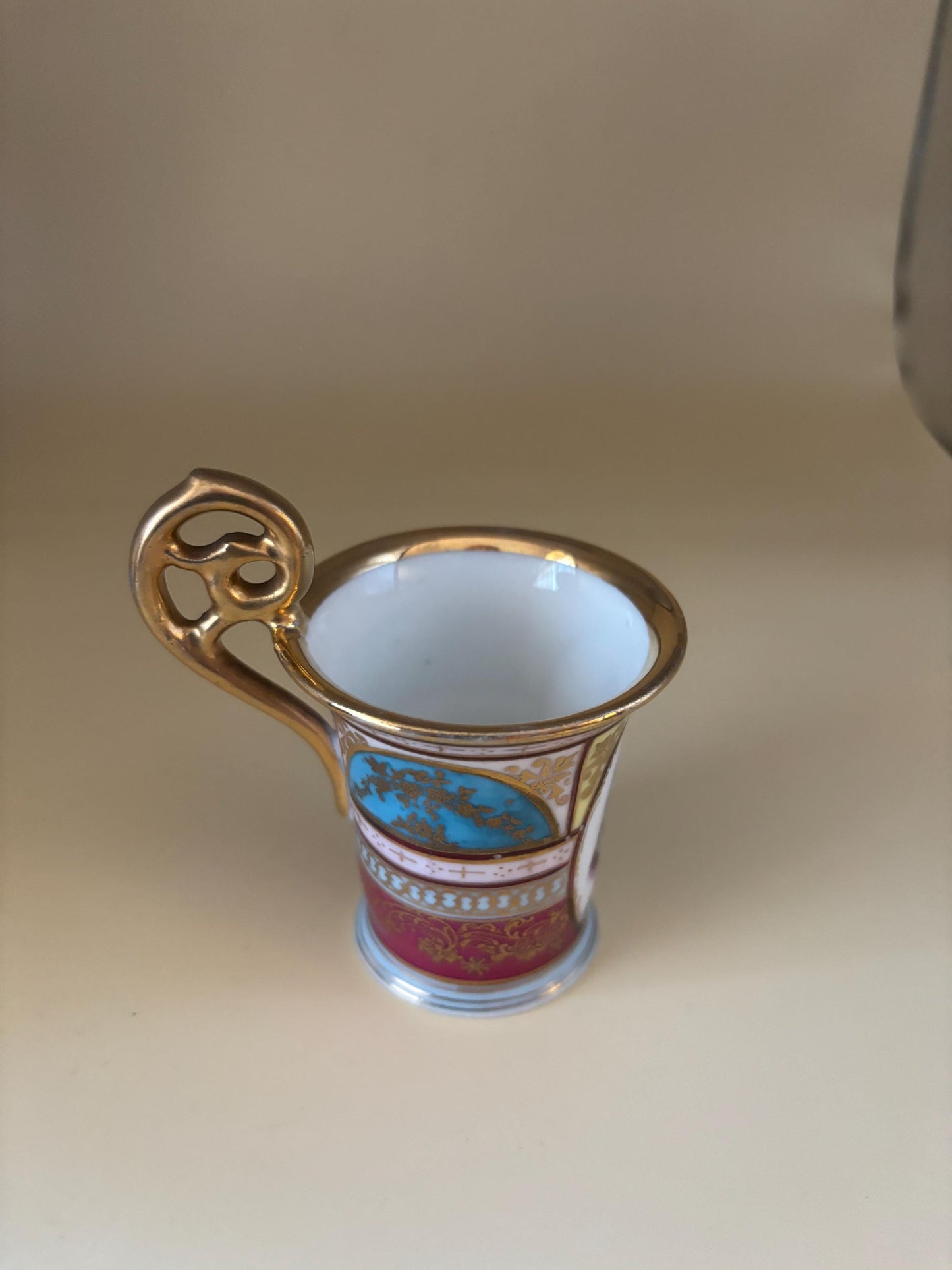 Antique French Napoleon Portrait Porcelain Cup, Demitasse Chocolate Fancy Mug, Ornate Gilded Handle