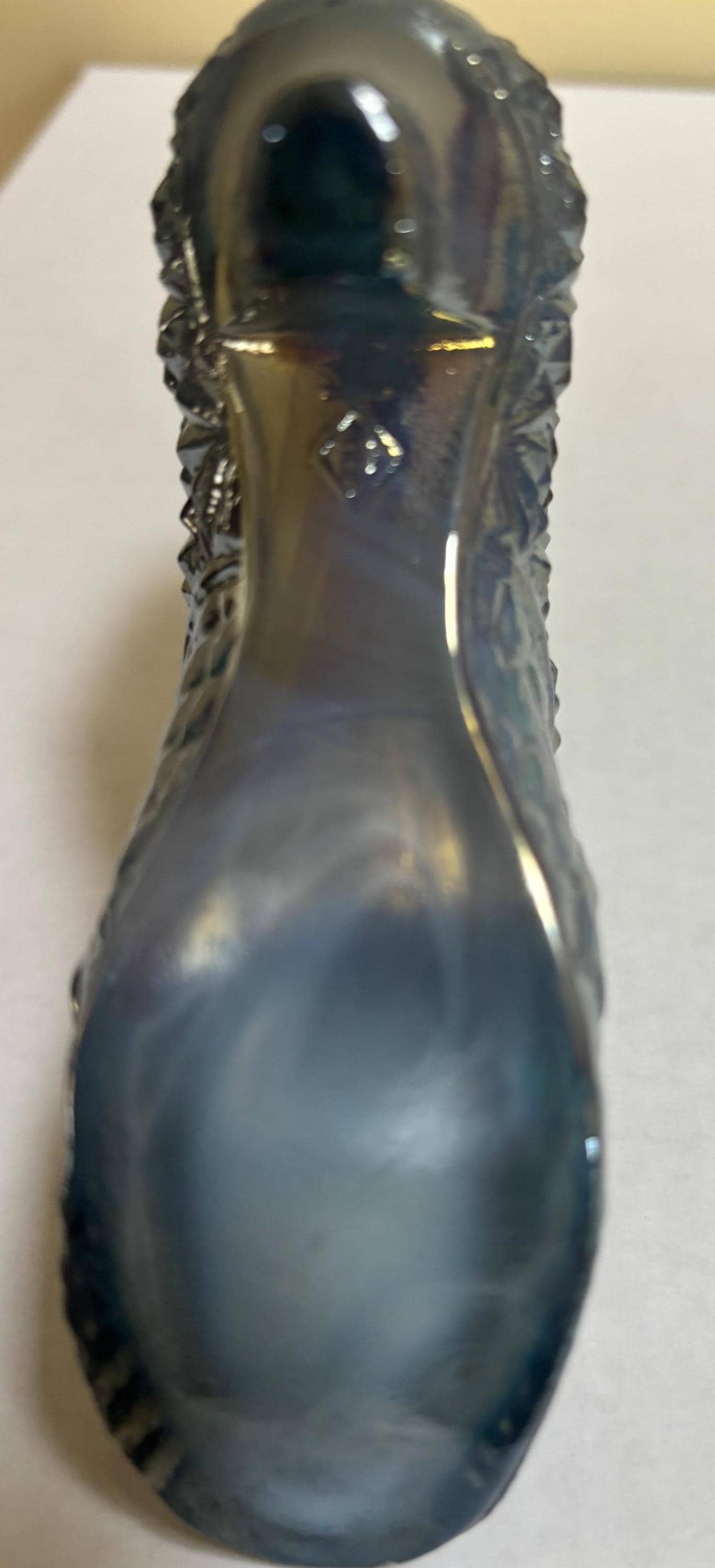 Vintage Boyd Platinum Carnival Glass Cat Slipper Cat on Top of Shoe Lover Antiques and Vintage