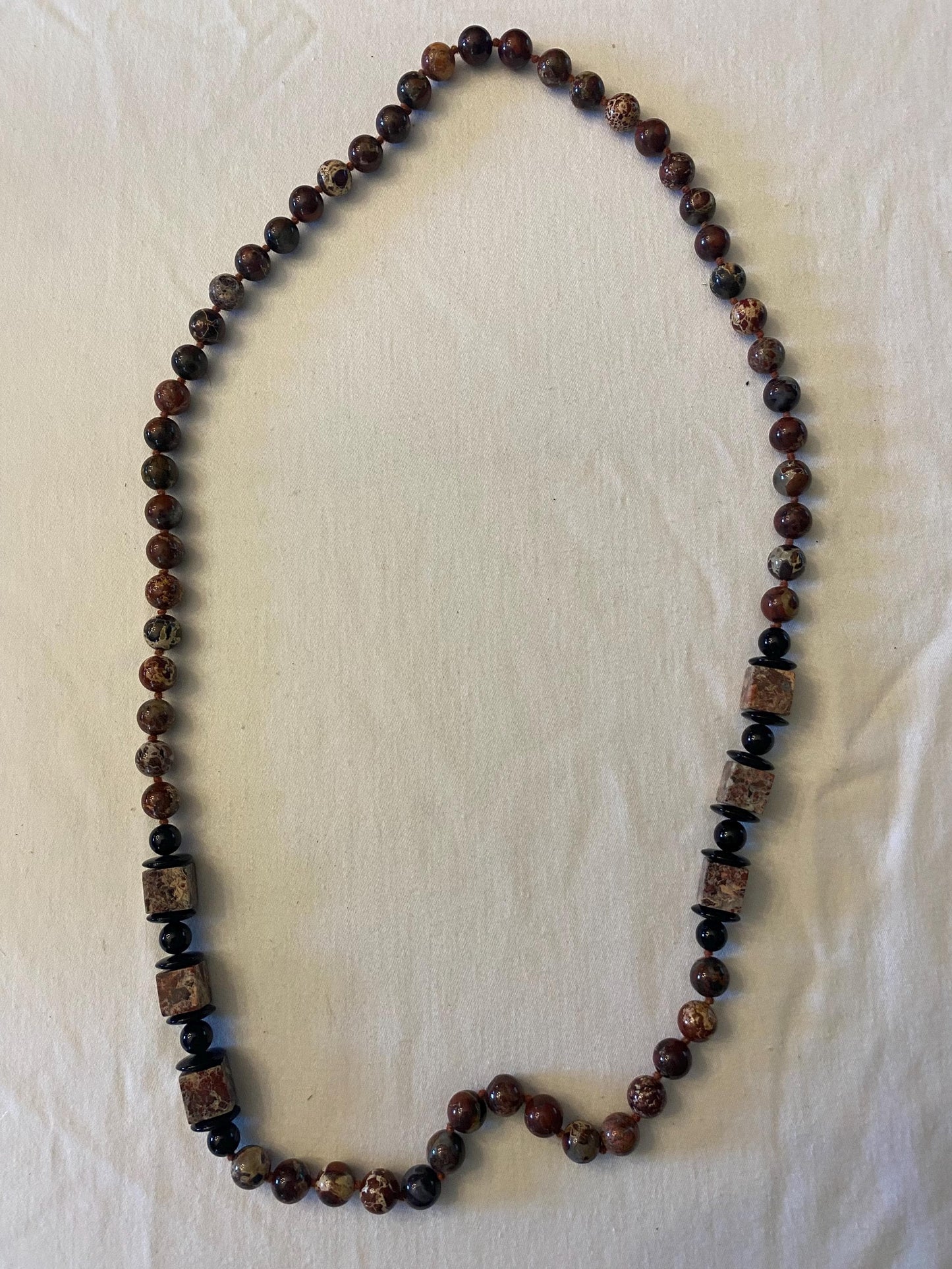 Black Onyx Jasper Necklace with Geometric Beads Earth Stone Necklace Unique Gift Opportunity Lover Antiques and Vintage