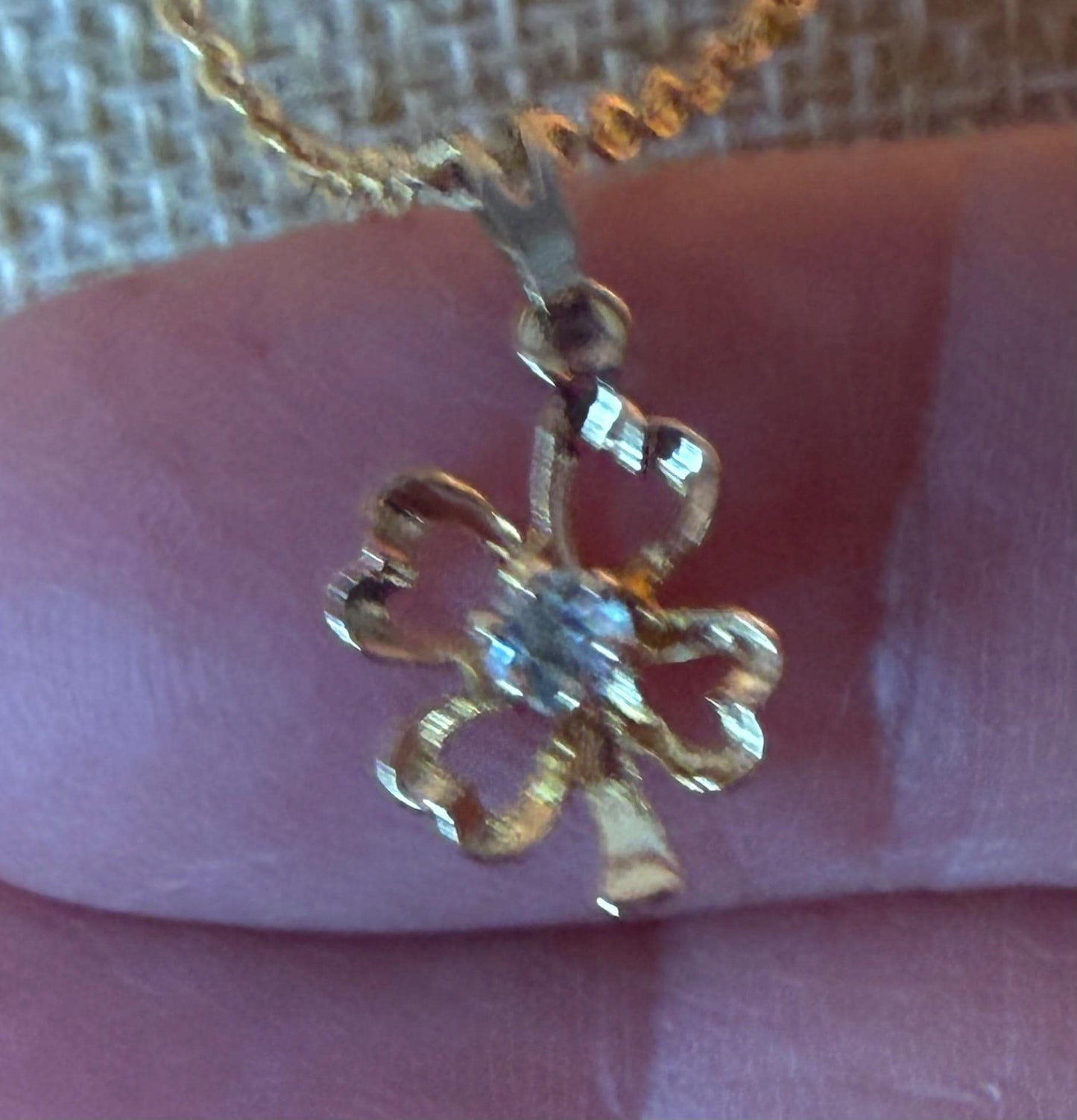 Genuine Aquamarine Shamrock Necklace Gold 9.25 Inch Chain Elegant Clover Pendant Gift