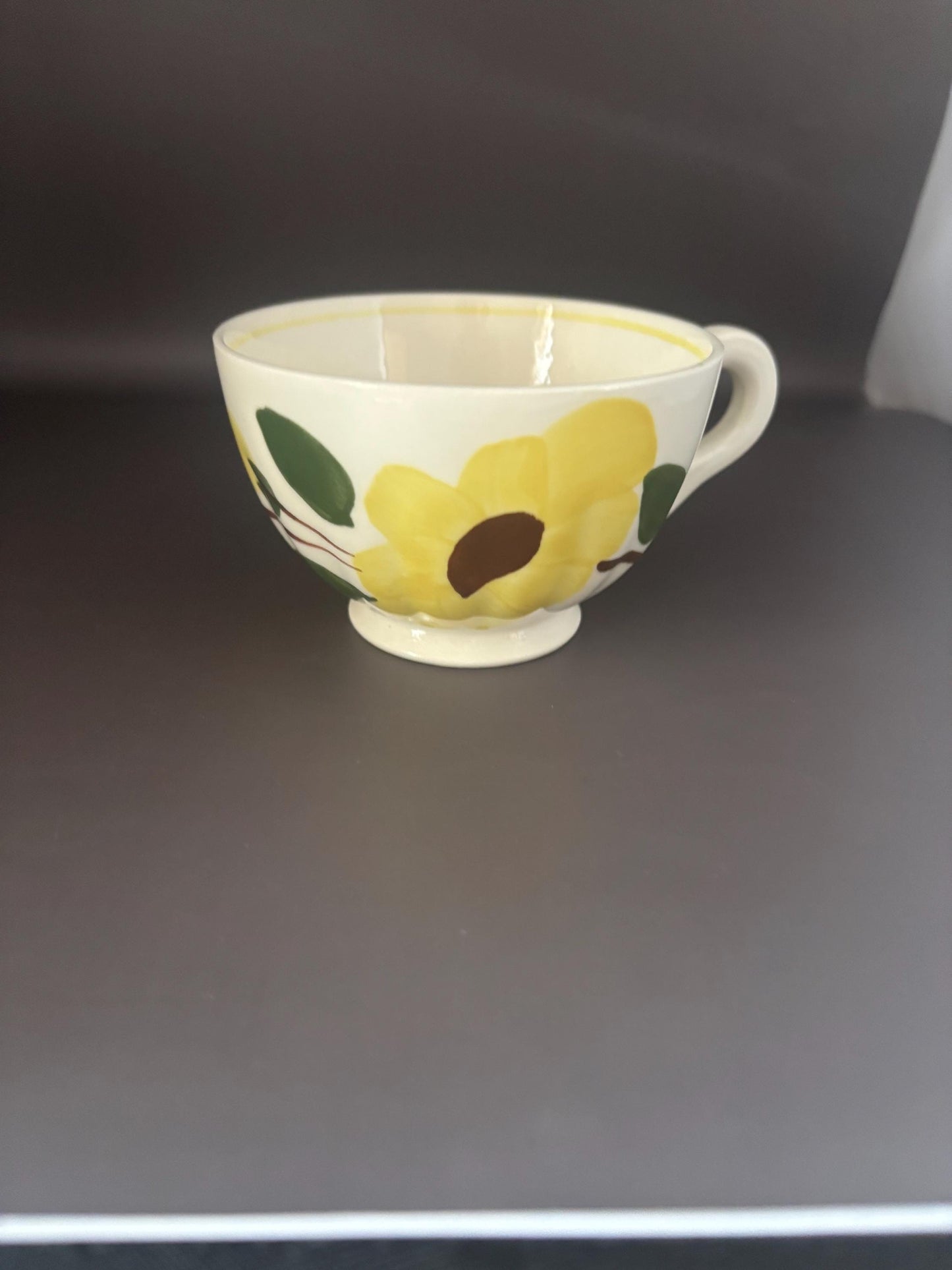Blue Ridge Southern Potteries Footed Cup, Coffee Mug, Yellow Nocture Teacup, Lover Antiques and Vintage