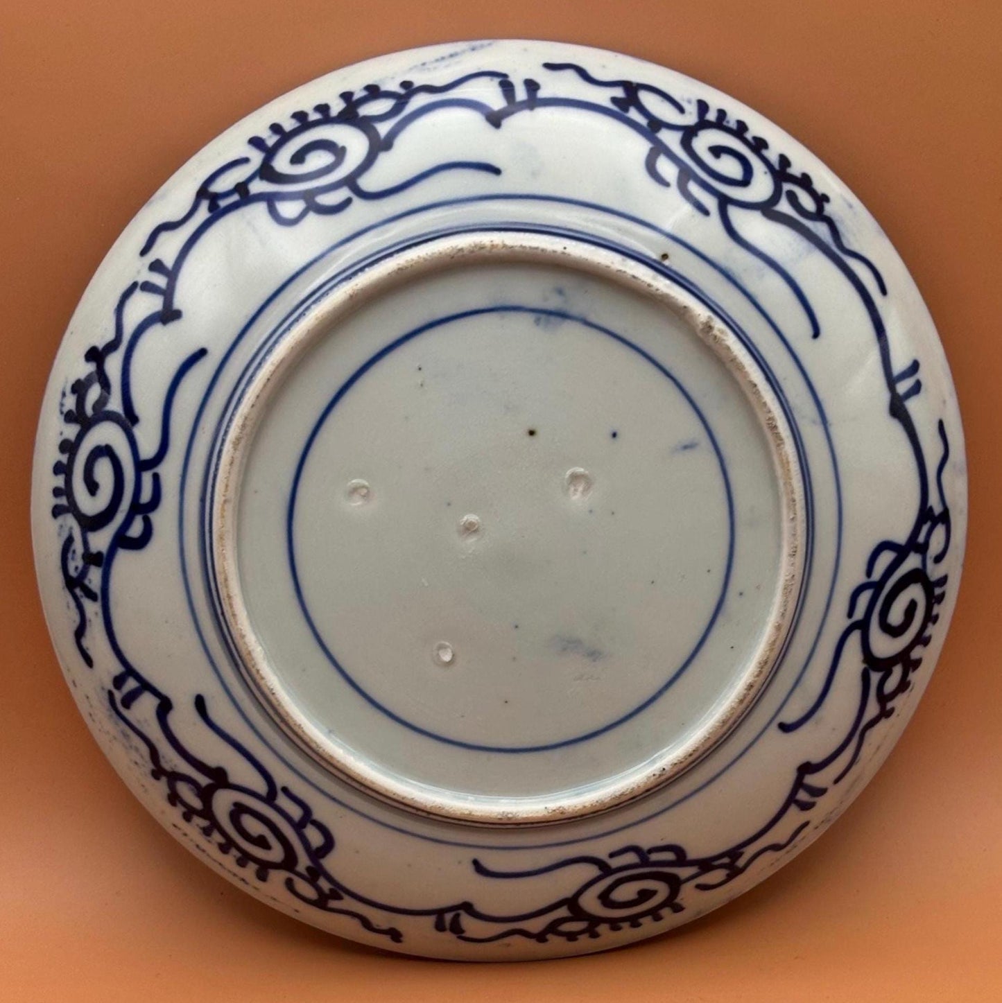 Antique Chinese Qing Dynasty Qianlong Period Blue Glazed Medallion Dish Cobalt Blue on Porcelain Bowl Lover Antiques and Vintage